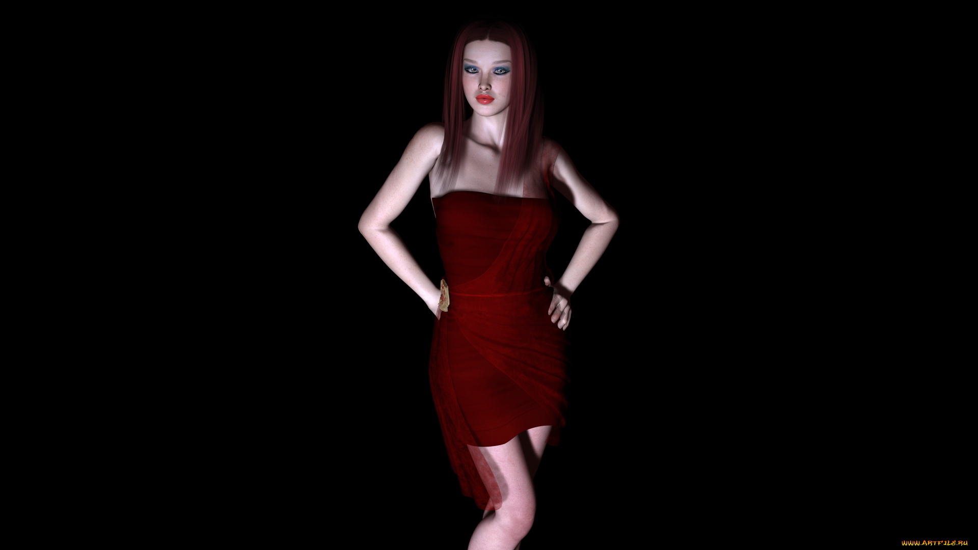 3д, графика, люди, , people, девушка, взгляд, фон, рыжая