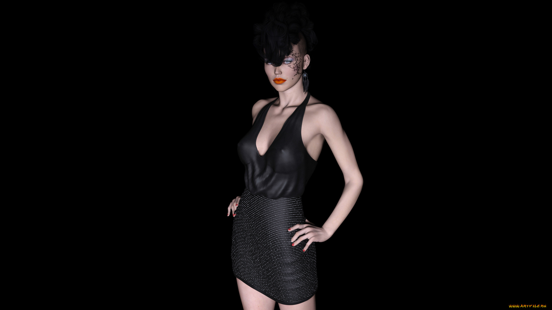 3д, графика, люди, , people, девушка, взгляд, фон, тату