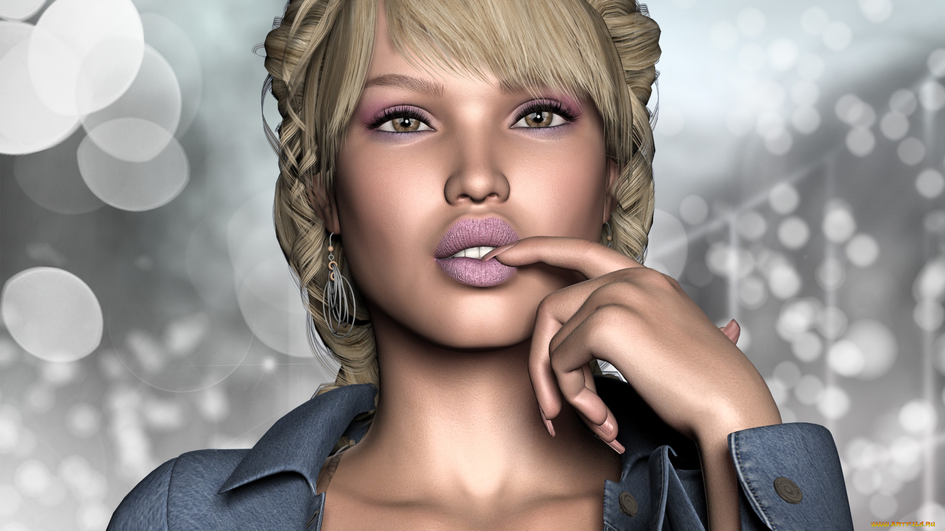 3д, графика, портрет, , portraits, взгляд, девушка, фон
