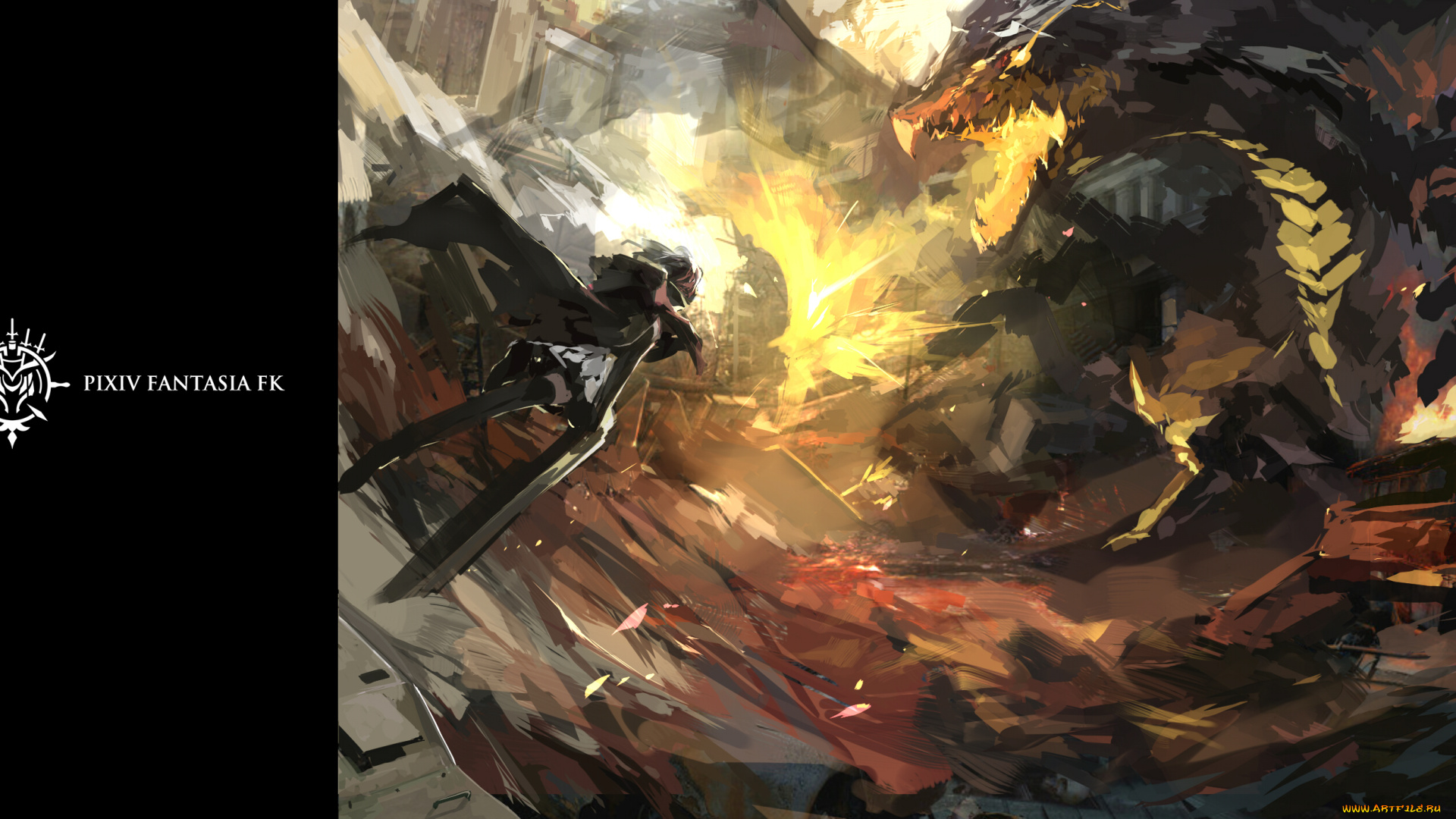 аниме, pixiv, fantasia, pixiv, fantasia, paradise, pffk, swd3e2, арт, дракон, девушка