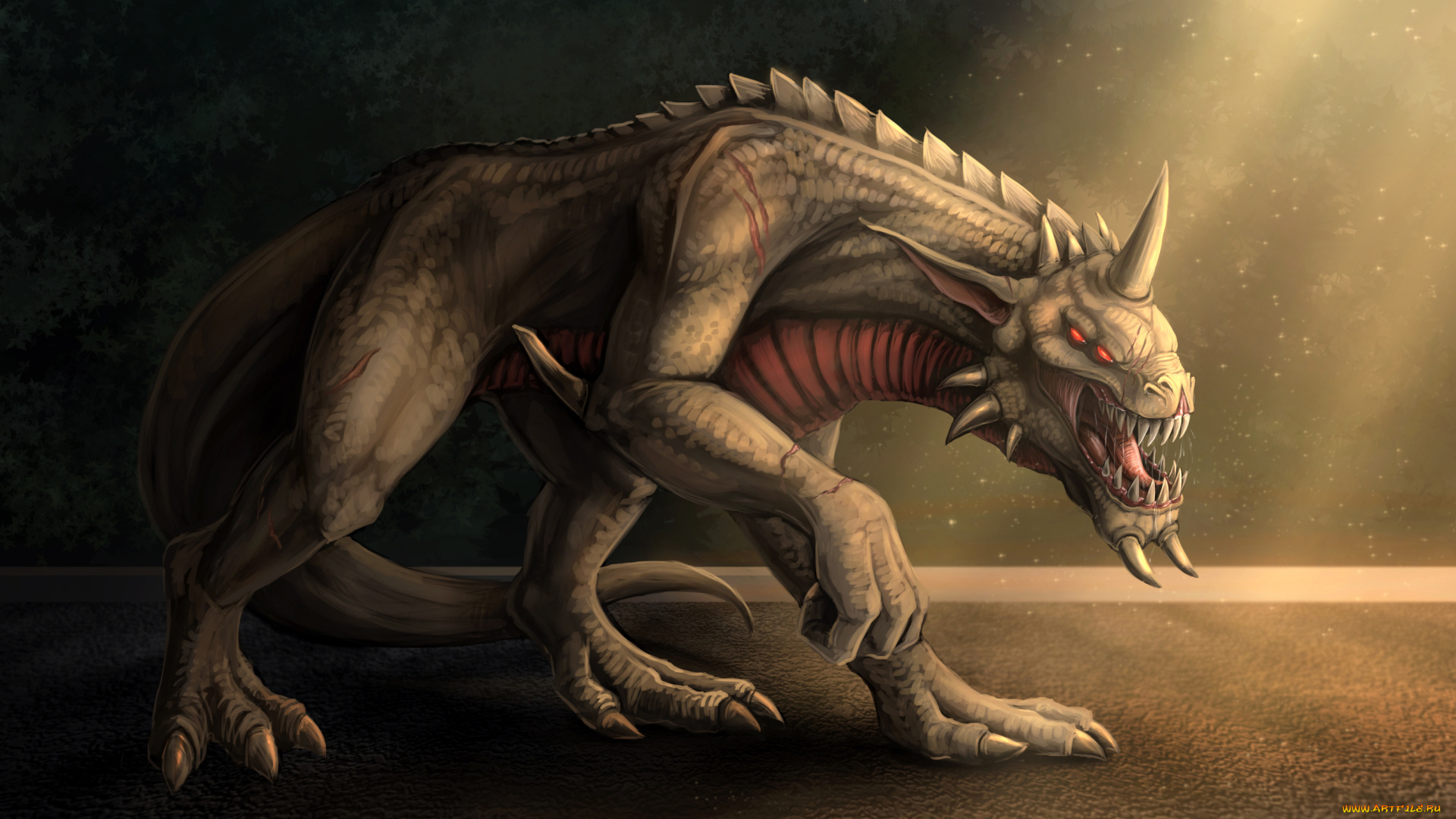 фэнтези, существа, монстр, существо, фантастика, злость, красные, глаза, взгляд, арт