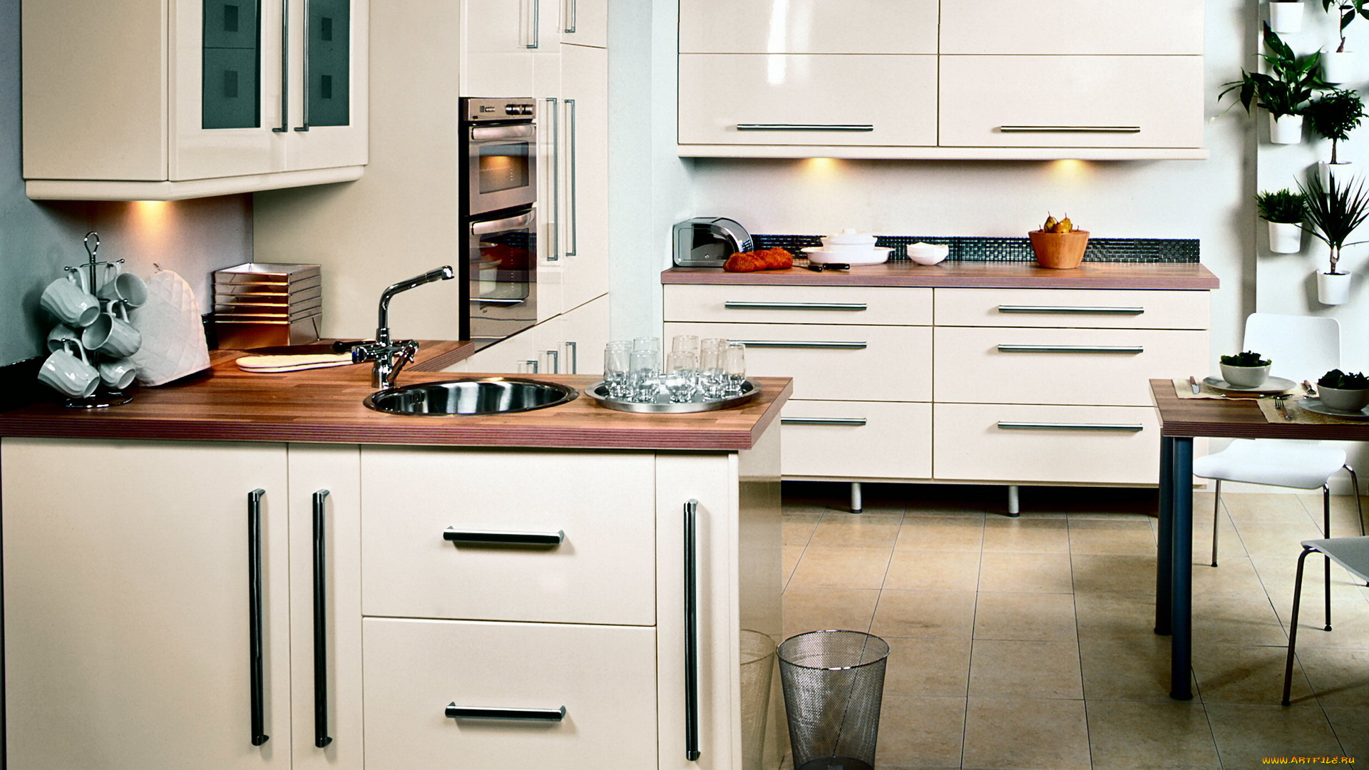 интерьер, кухня, мебель, стол, шкаф, печь