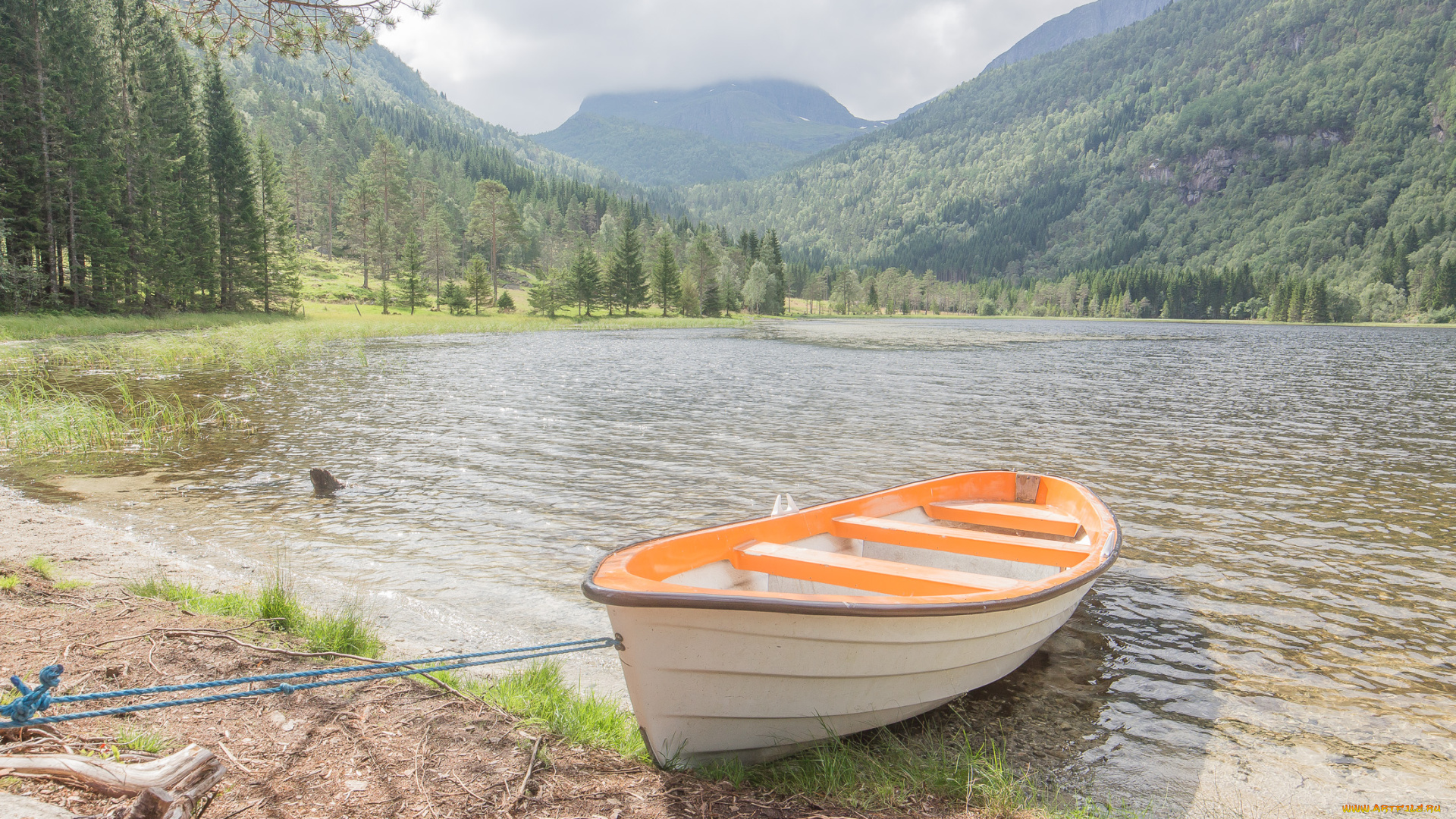 корабли, лодки, , шлюпки, лес, горы, озеро, лодка