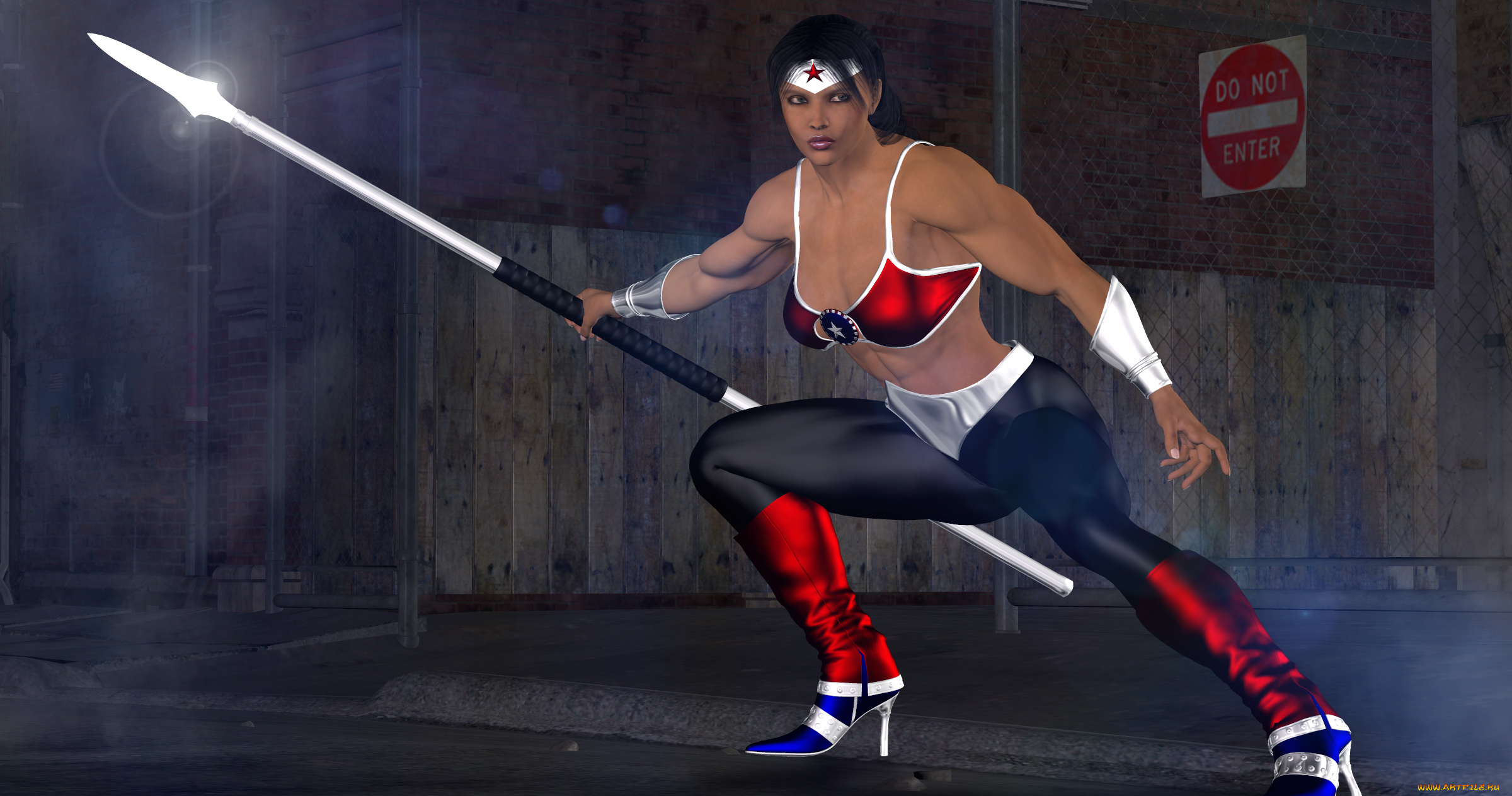 3д, графика, фантазия, , fantasy, девушка, взгляд, фон, оружие