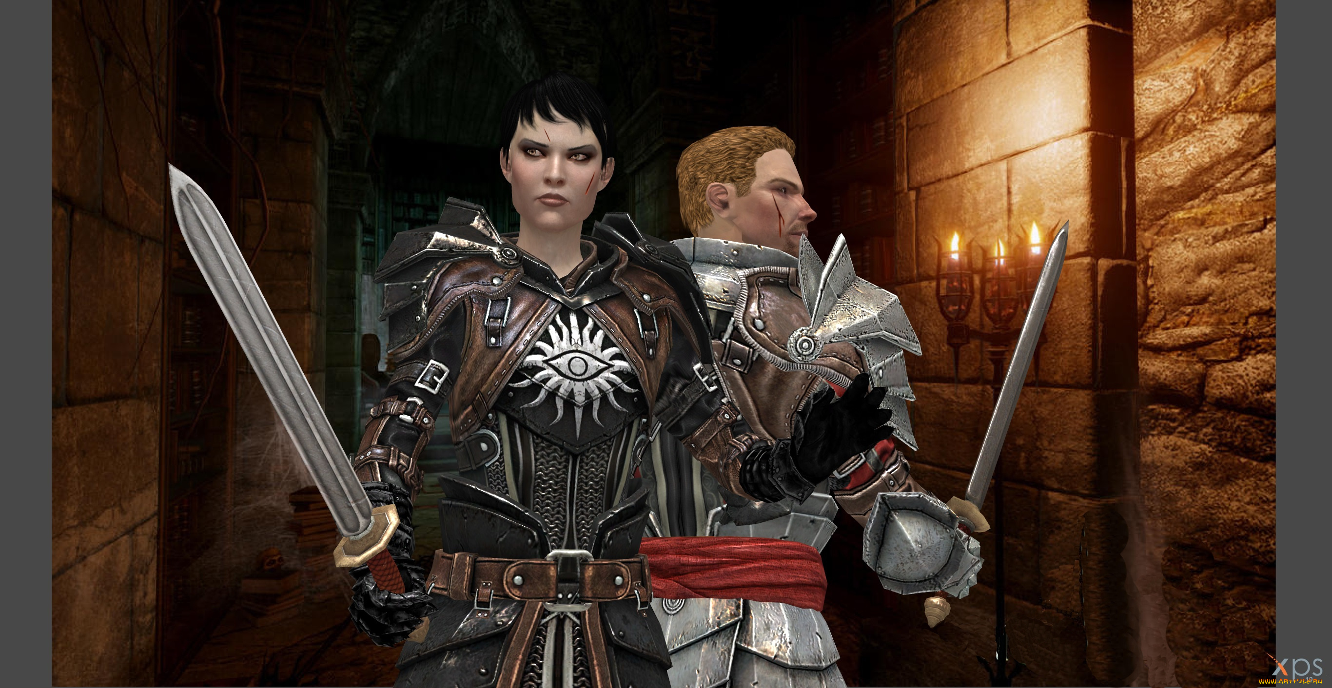 3д, графика, фантазия, , fantasy, мужчина, девушка, оружие