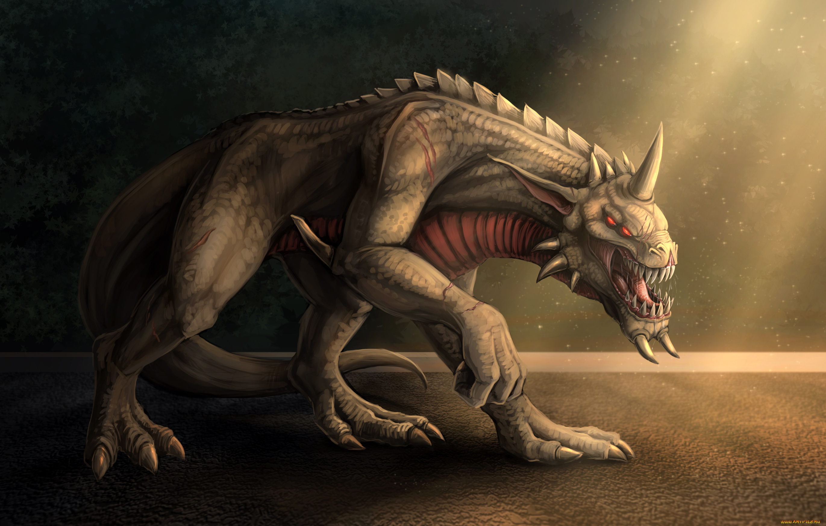 фэнтези, существа, монстр, существо, фантастика, злость, красные, глаза, взгляд, арт