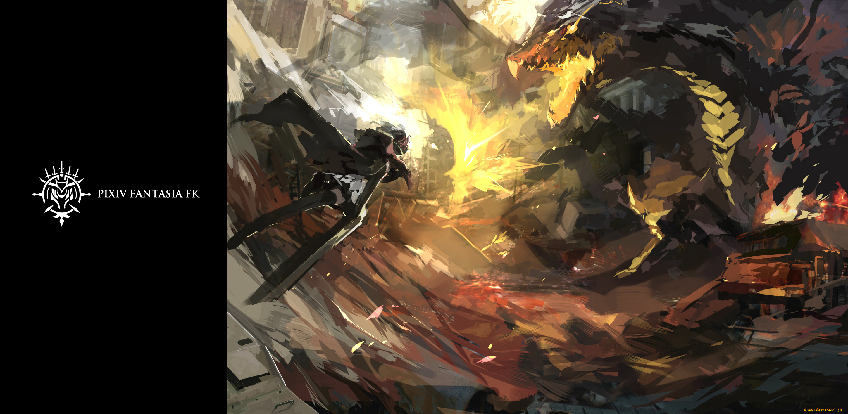 аниме, pixiv, fantasia, pixiv, fantasia, paradise, pffk, swd3e2, арт, дракон, девушка