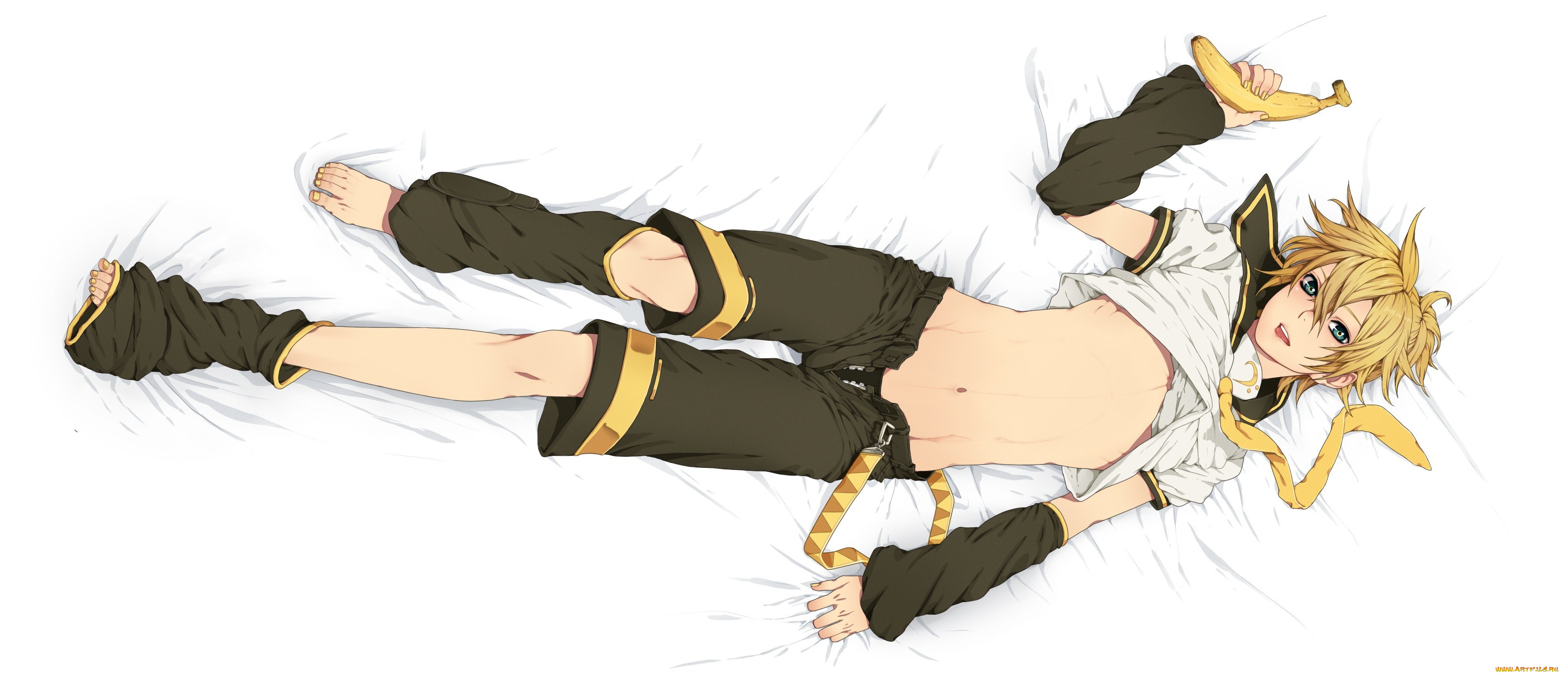 аниме, vocaloid, галстук, банан, парень, вокалоид, kagamine, len