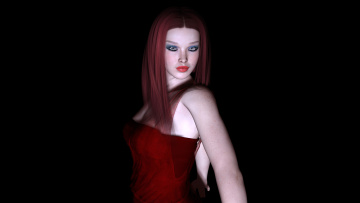 Картинка 3д+графика люди+ people девушка взгляд фон рыжая