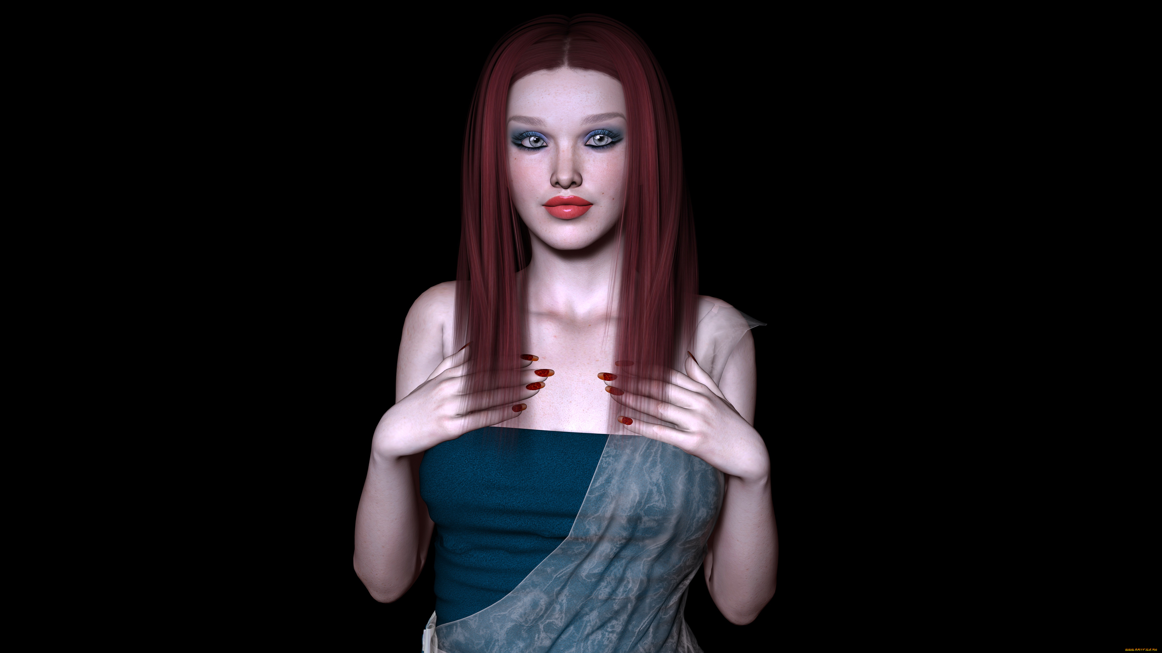 3д, графика, люди, , people, девушка, взгляд, фон, рыжая