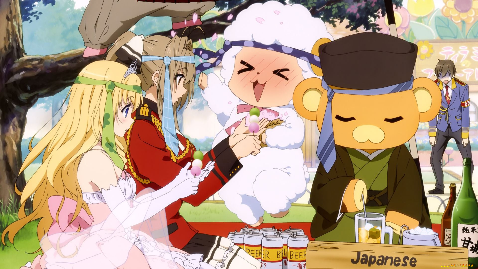 amagi, brilliant, park, аниме, девушки, фон, взгляд