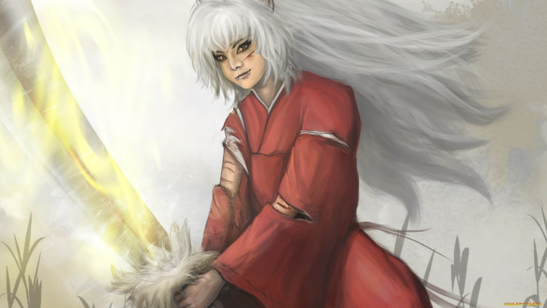 аниме, inuyasha, инуяша, арт, полу-демон, парень