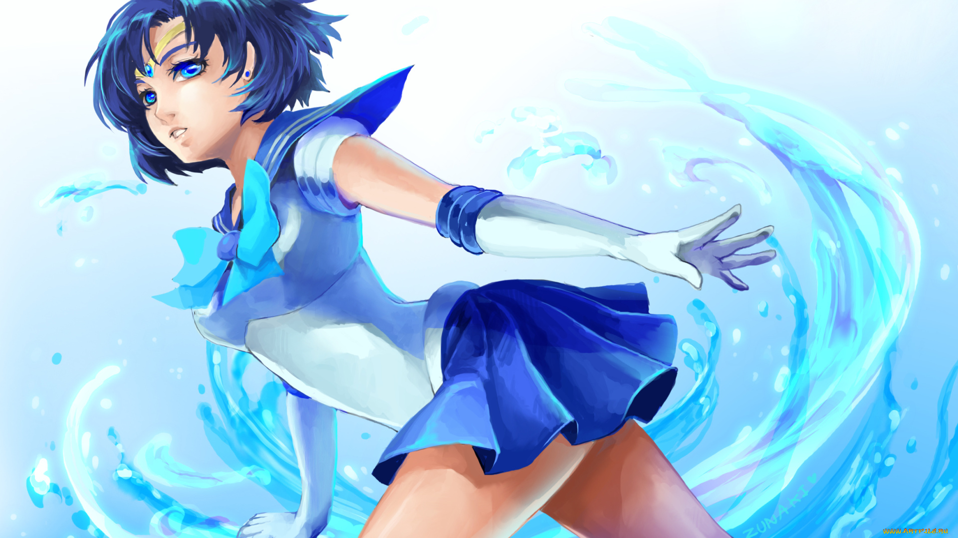 аниме, sailor, moon, mizuno, ami, девушка, zunaki, art, bishoujo, senshi, sailor, moon, магия, краски
