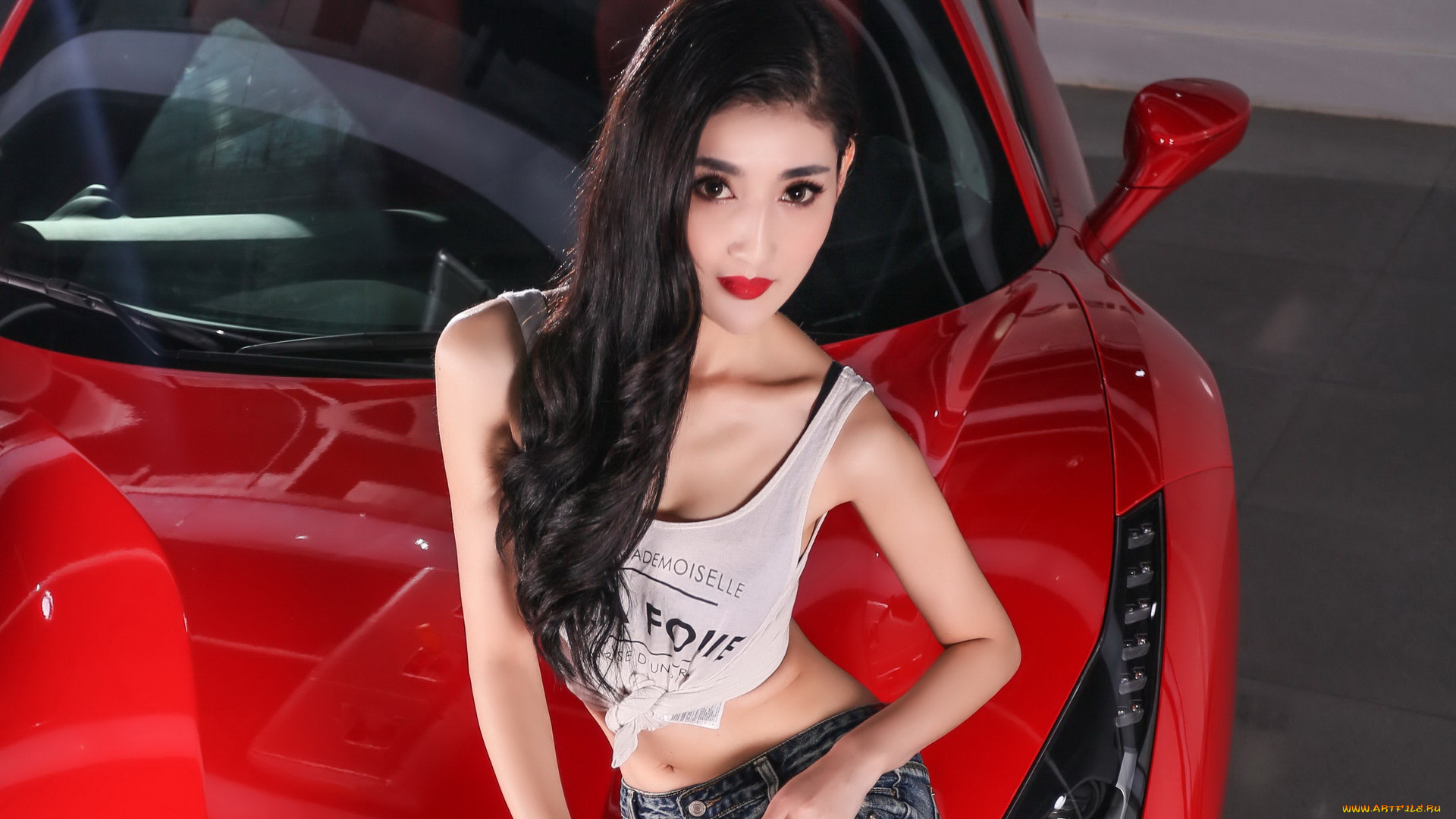 автомобили, -авто, с, девушками, фон, взгляд, девушка, азиатка, автомобиль