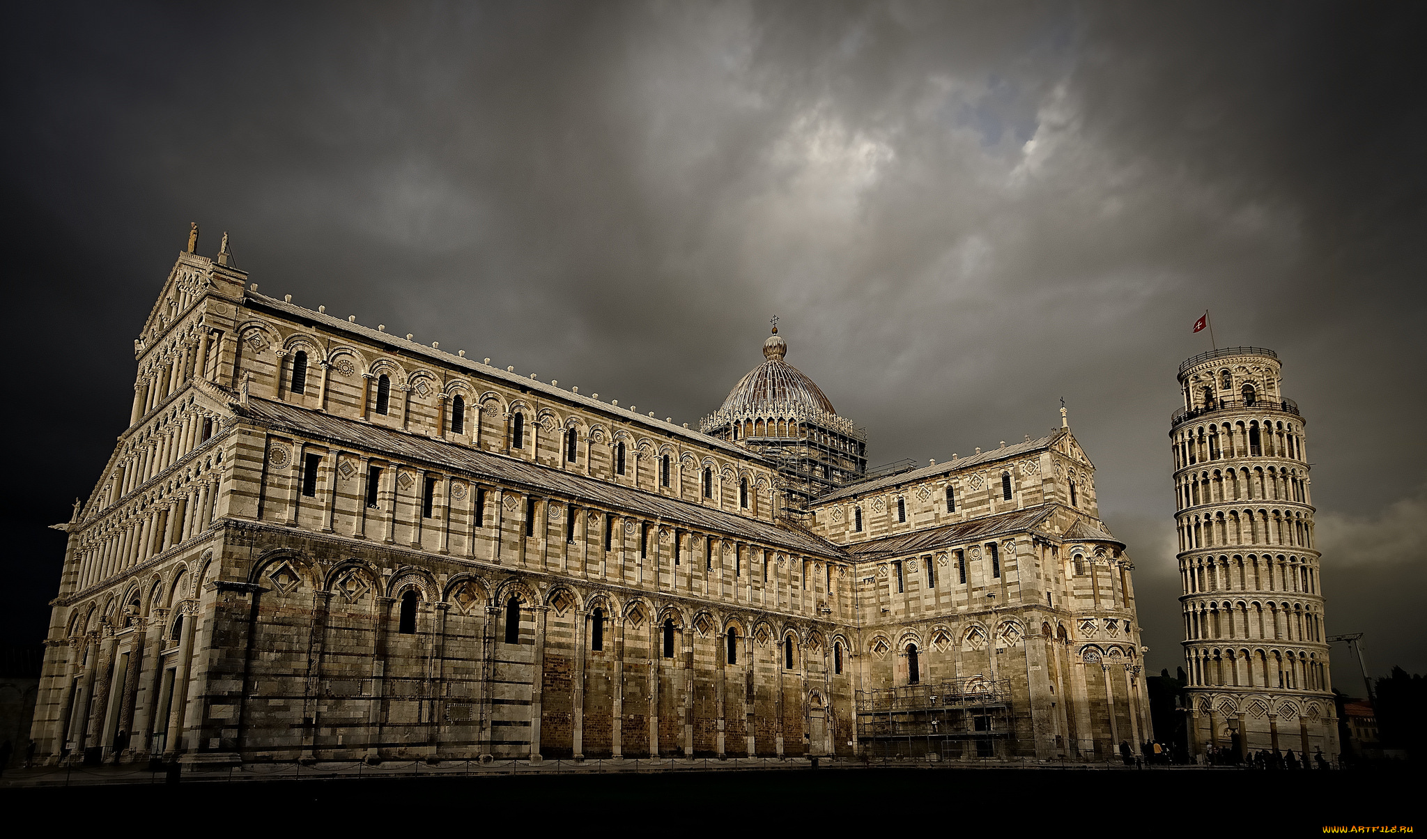 города, пиза, , италия, башня, дворец, площадь