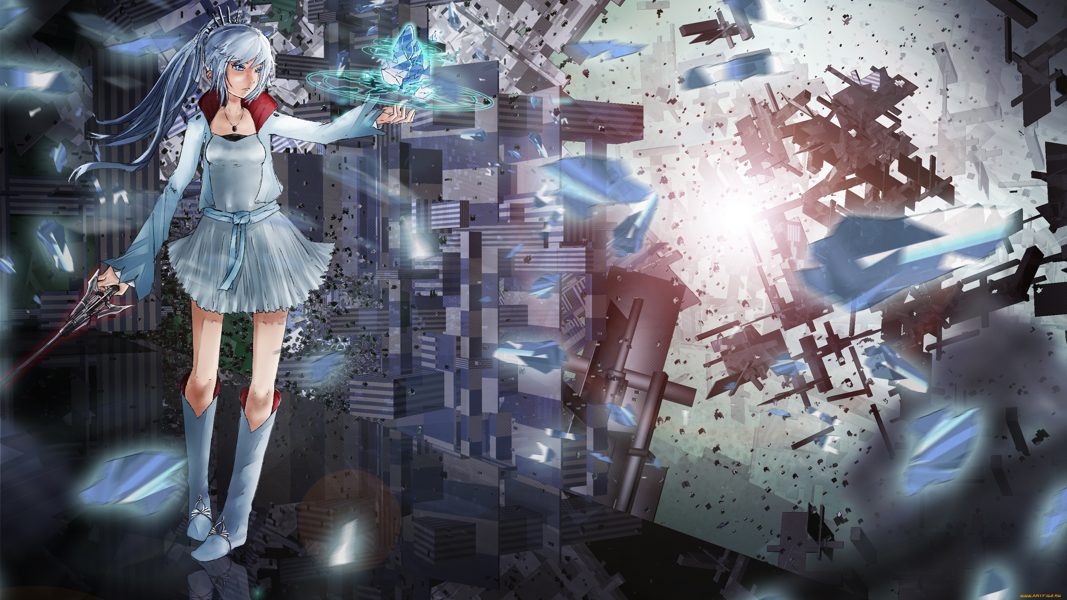 аниме, rwby, девушка, арт, weiss, schnee