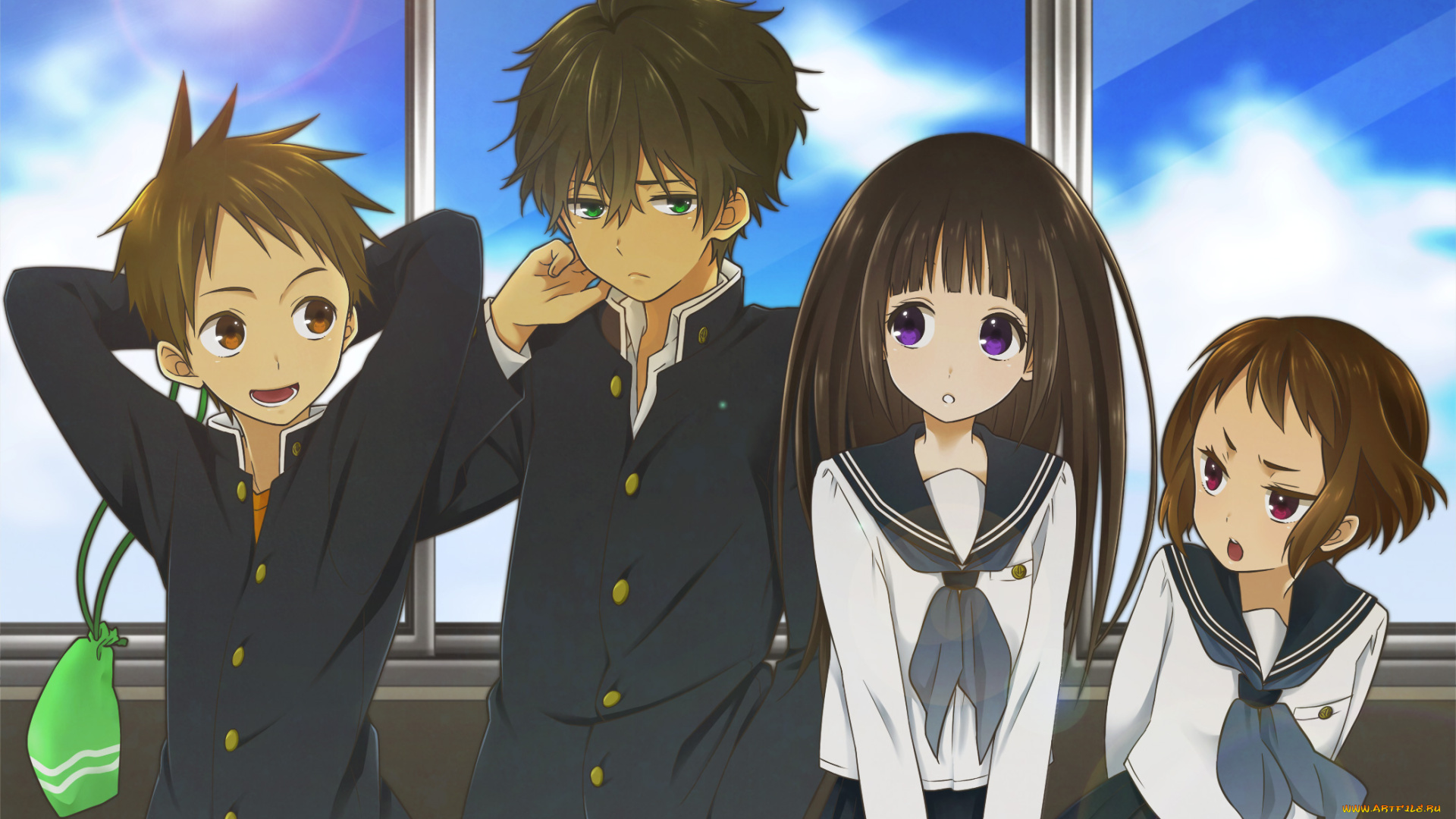 аниме, hyouka, персонажи, школьники