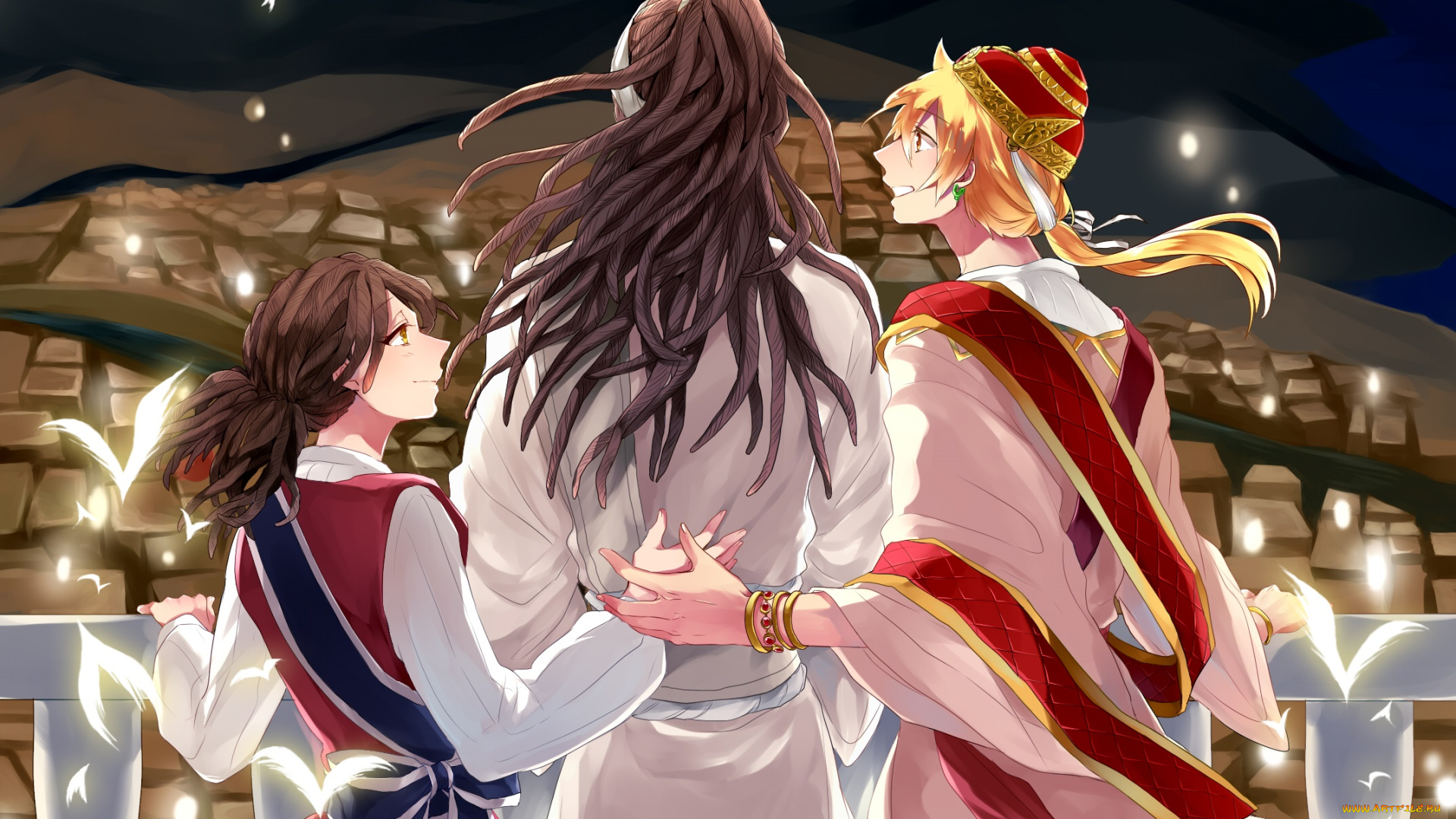 аниме, magi, the, labyrinth, of, magic, трое