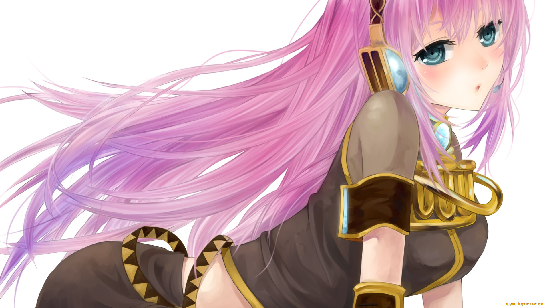 аниме, vocaloid, взгляд, девушка, фон