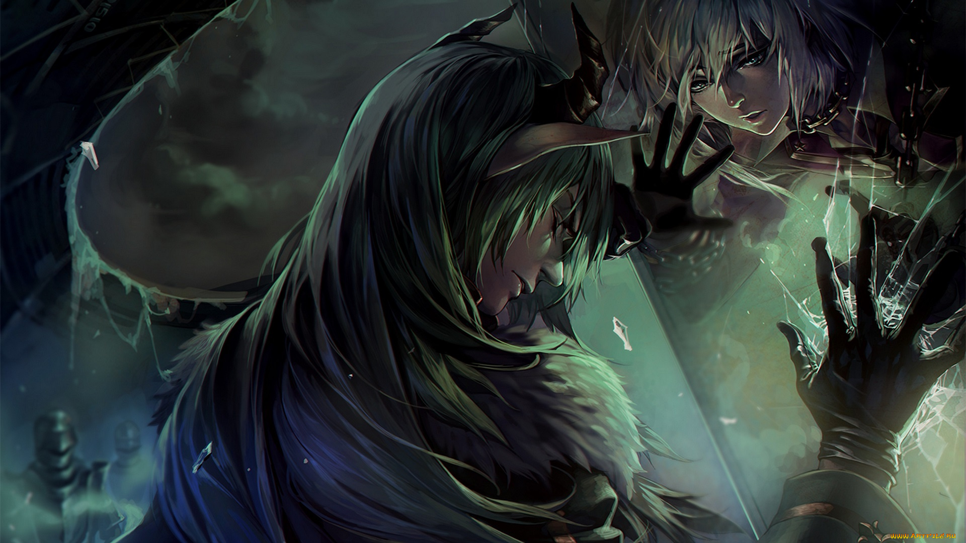 фэнтези, демоны, цепи, лёд, демон, парни