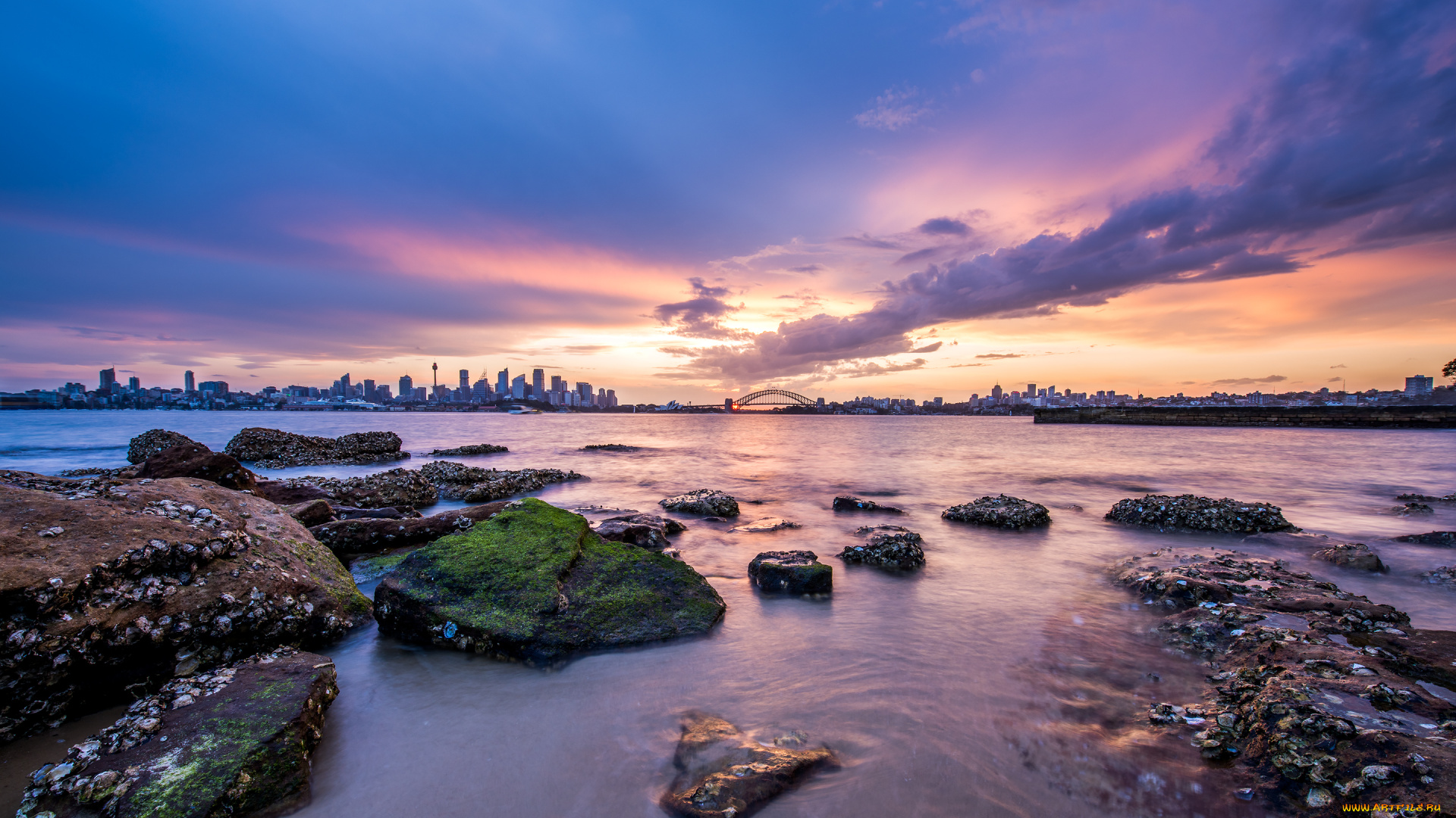 города, -, панорамы, sydney, побережье, рассвет, город, australia, bradley's, head