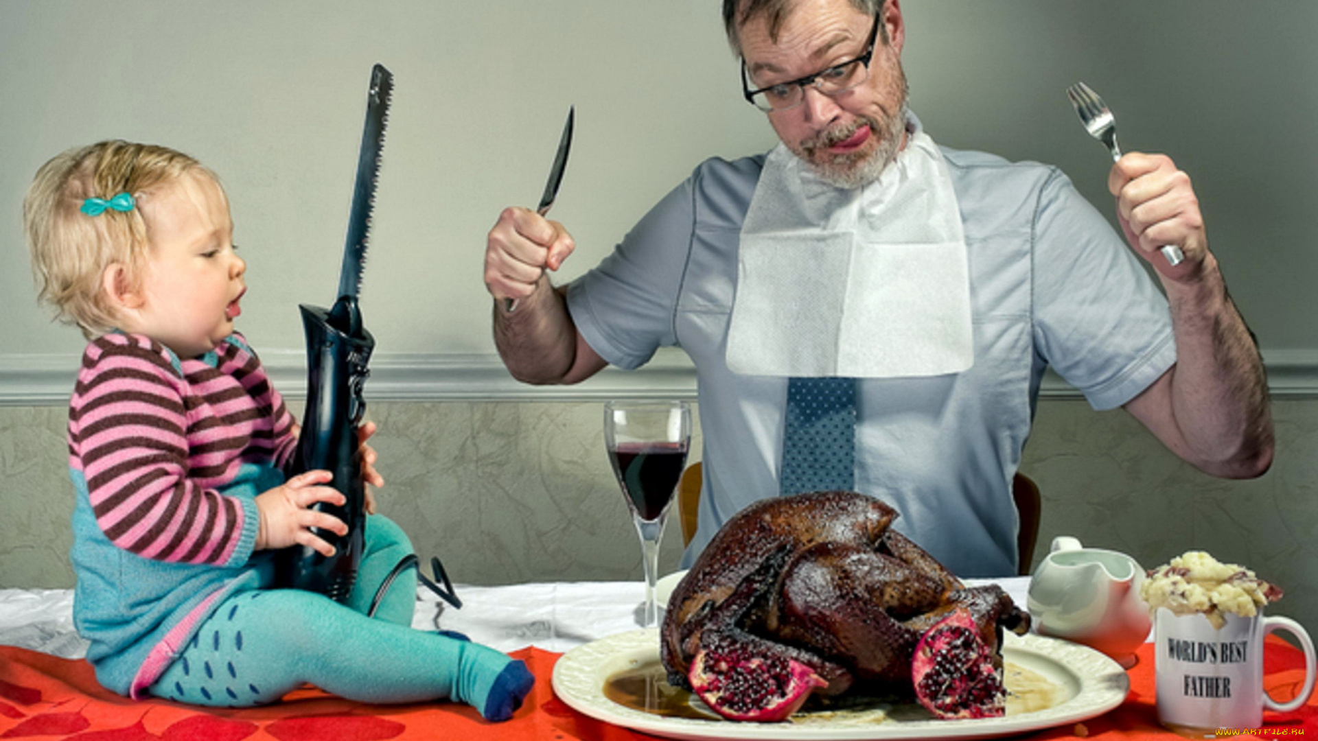 юмор, и, приколы, ребенок, мужчина, индейка