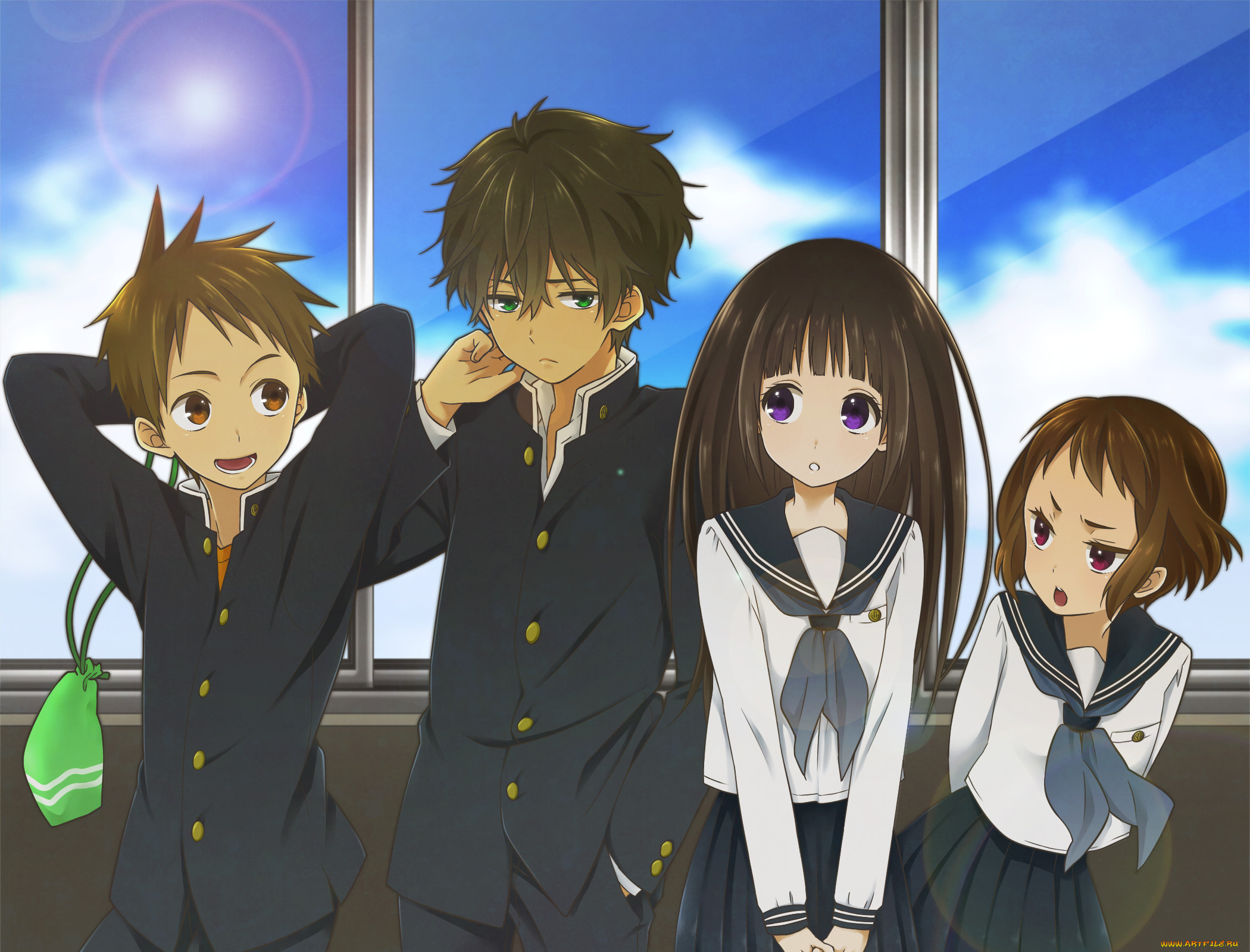 аниме, hyouka, персонажи, школьники