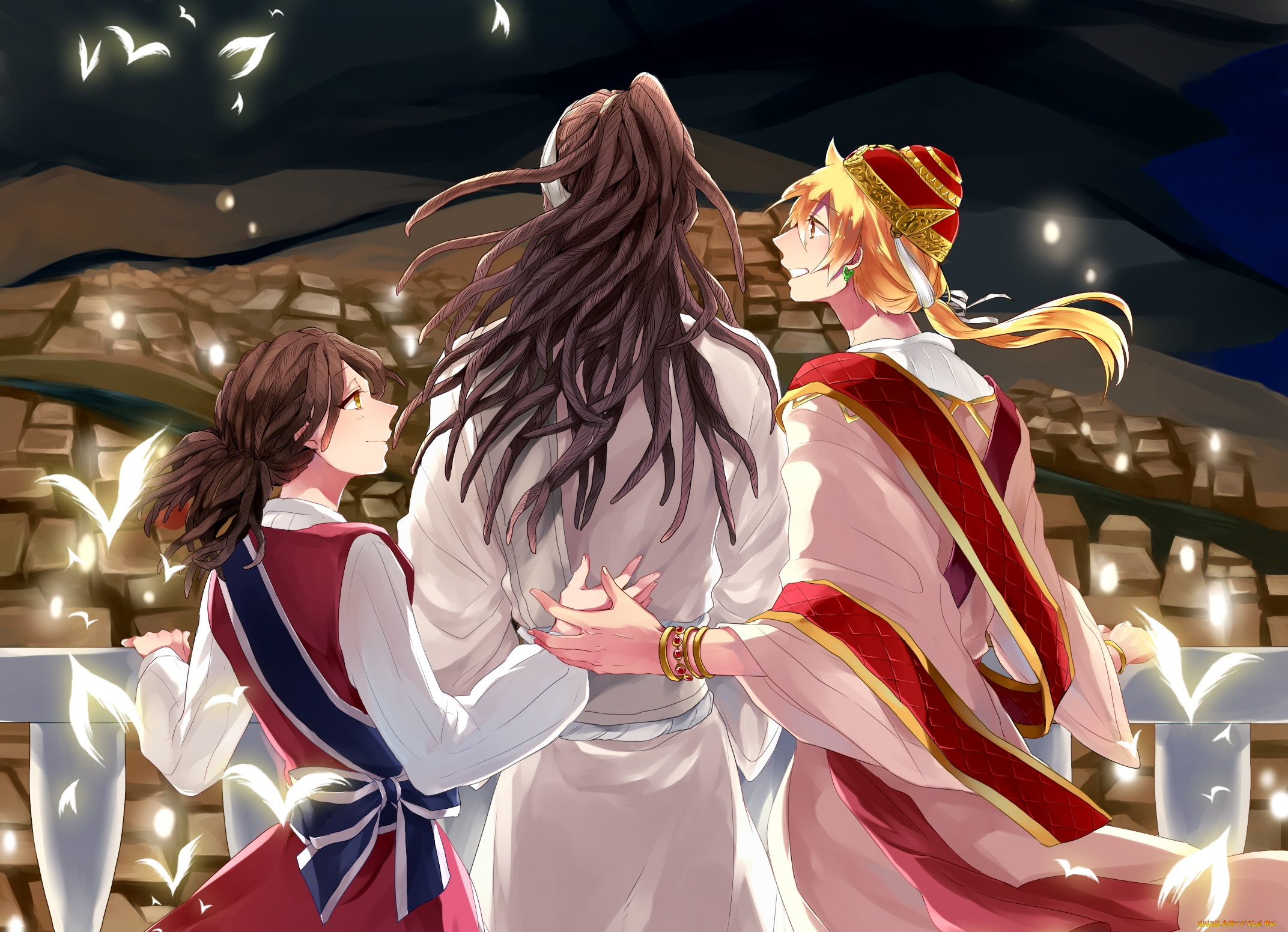 аниме, magi, the, labyrinth, of, magic, трое