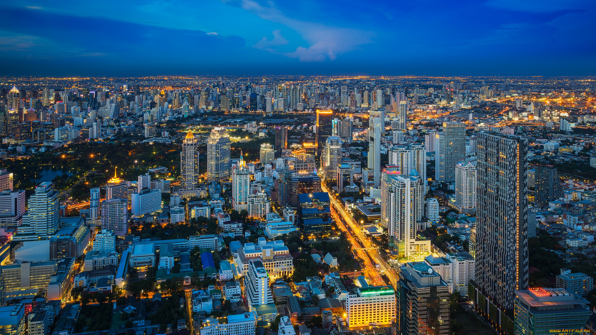 bangkok, города, бангкок, , таиланд, панорама, огни, ночь