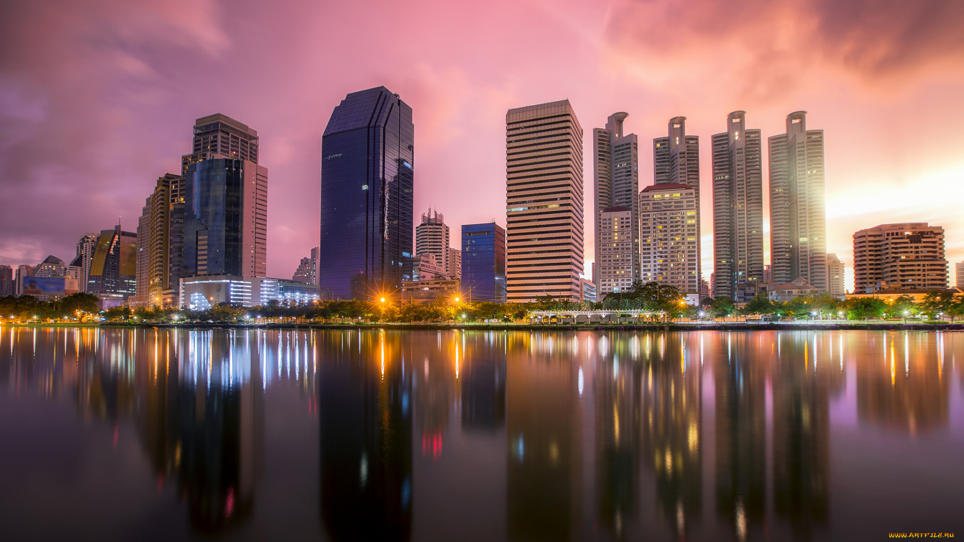 bangkok, города, бангкок, , таиланд, панорама, огни, ночь