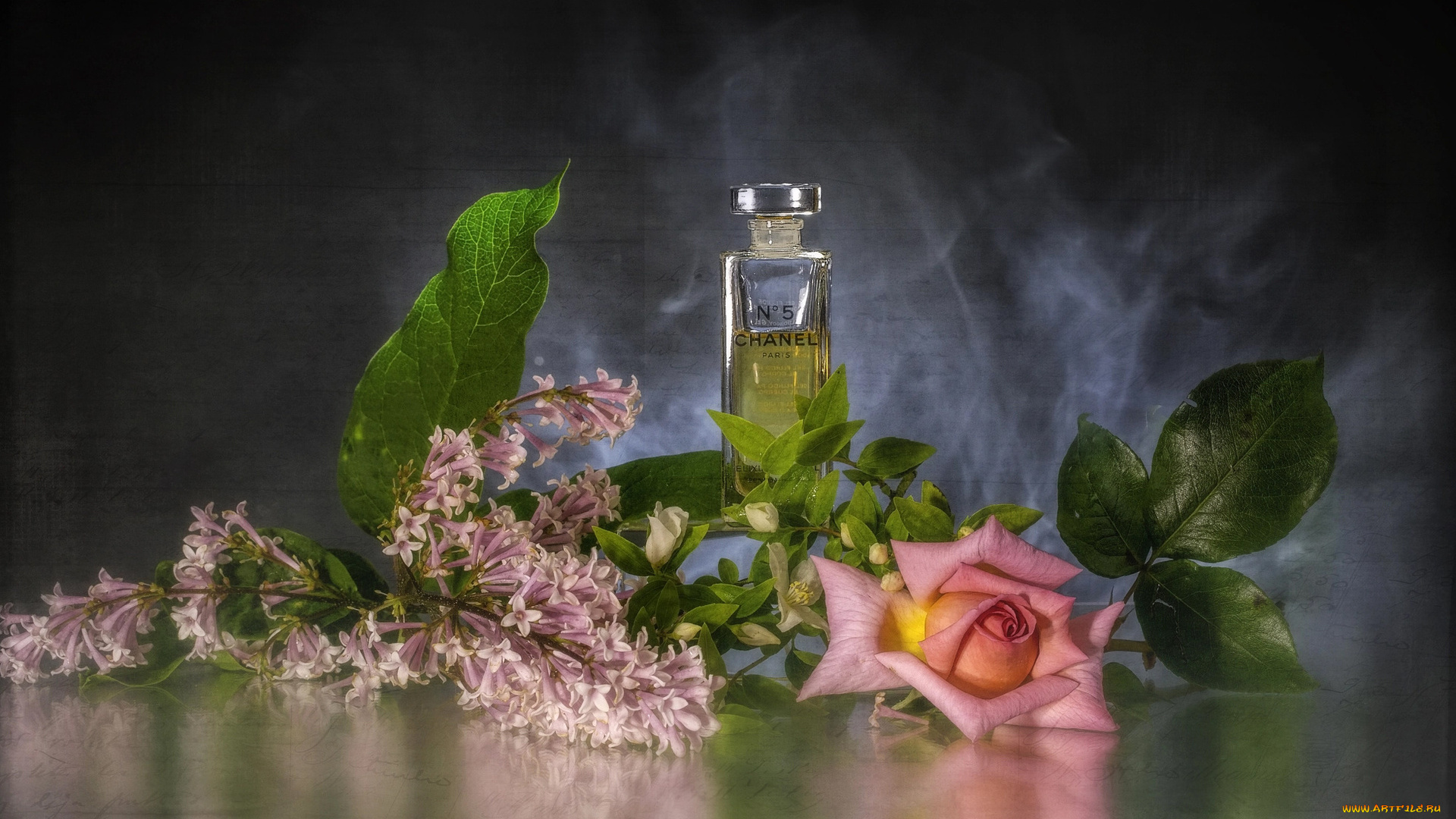 бренды, chanel, духи, сирень, роза, коллаж