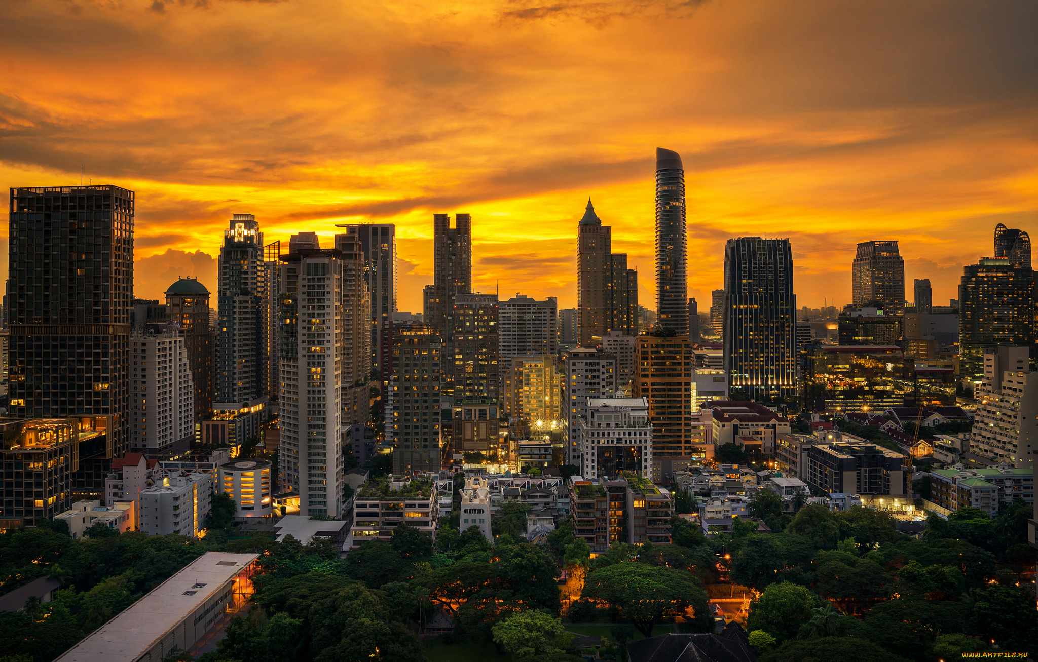 bangkok, города, бангкок, , таиланд, панорама, огни, ночь