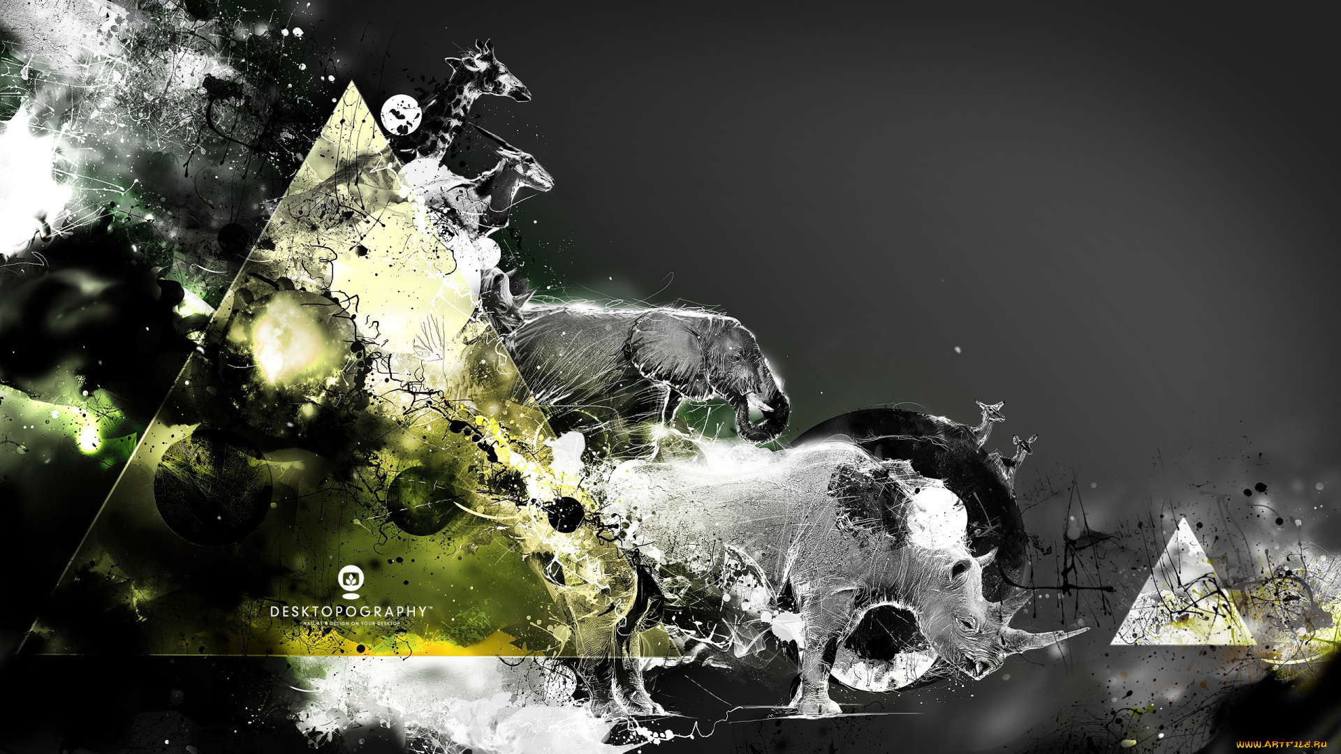 разное, компьютерный, дизайн, шары, треугольники, животные