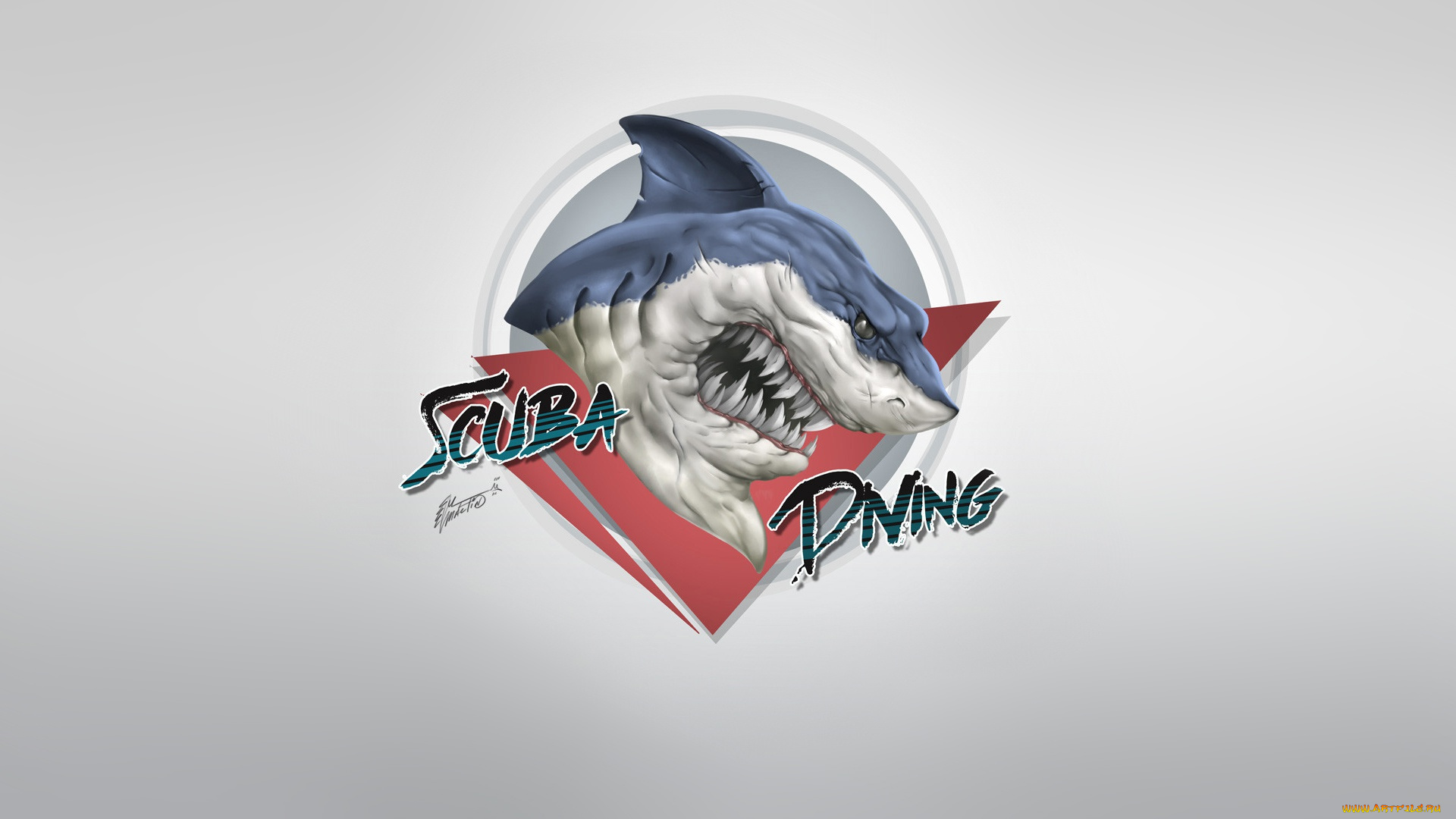 рисованное, минимализм, creatures, science, fiction, characters, illustration, fantasy, shark, фон, акула, стиль