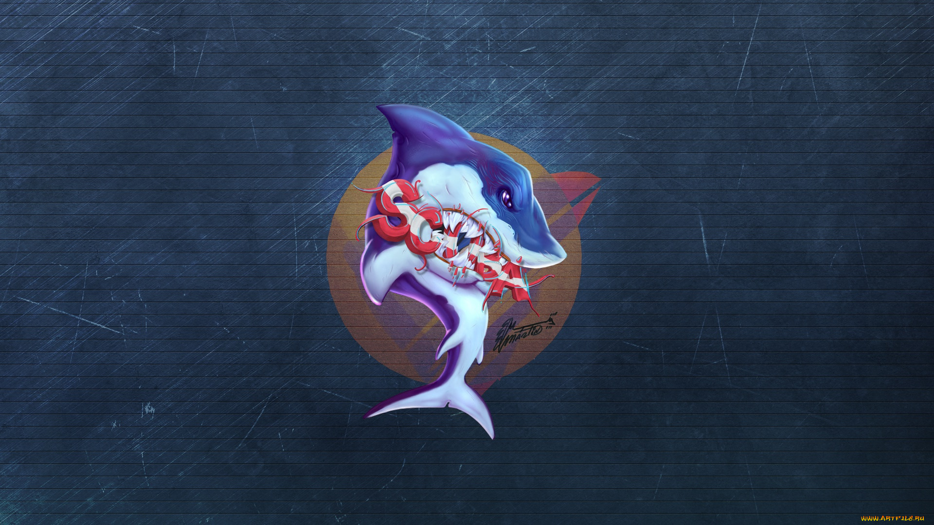 рисованное, минимализм, illustration, fantasy, characters, фон, акула, creatures, science, fiction, стиль