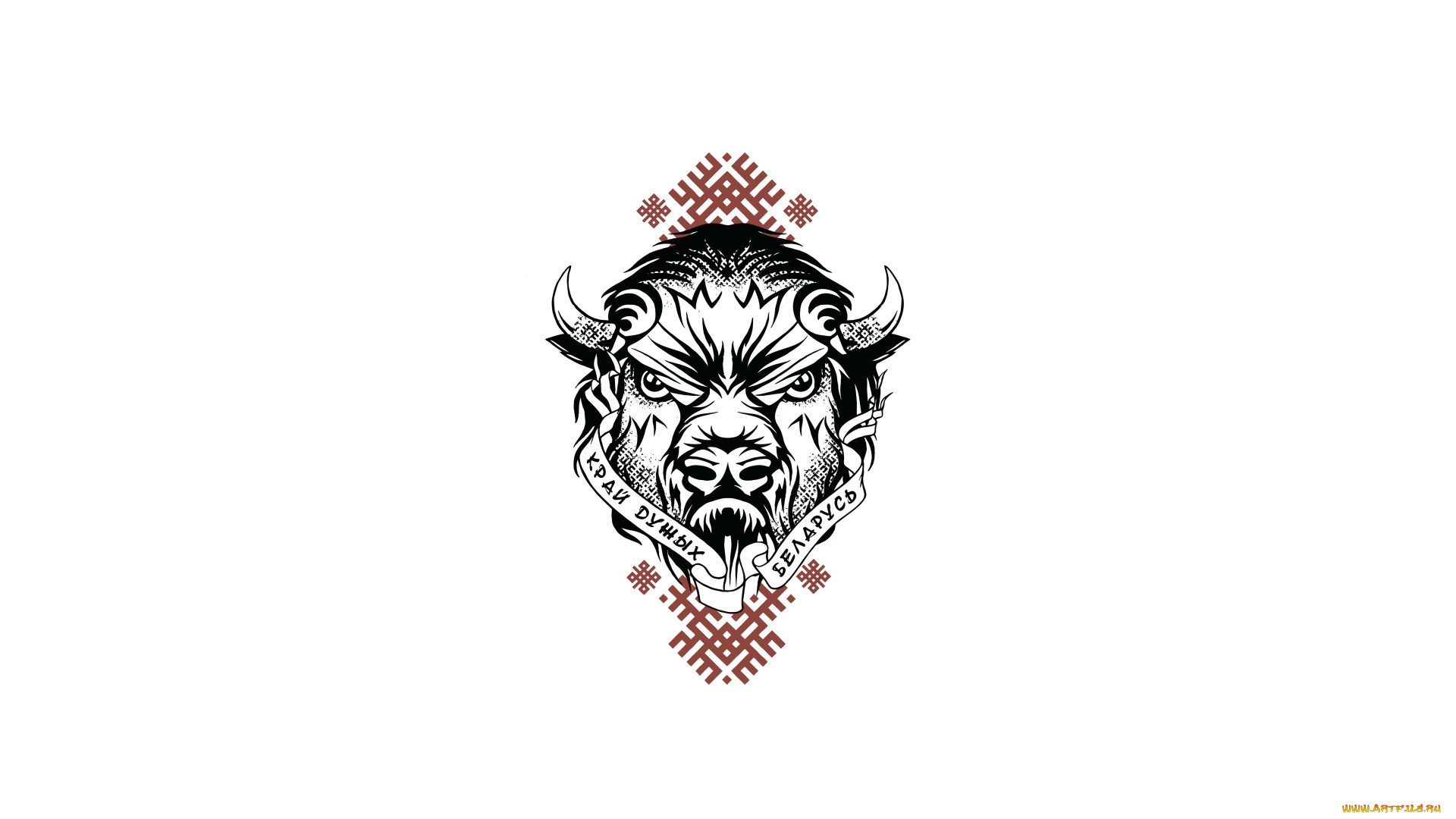 рисованное, минимализм, зубр, орнамент, беларусь