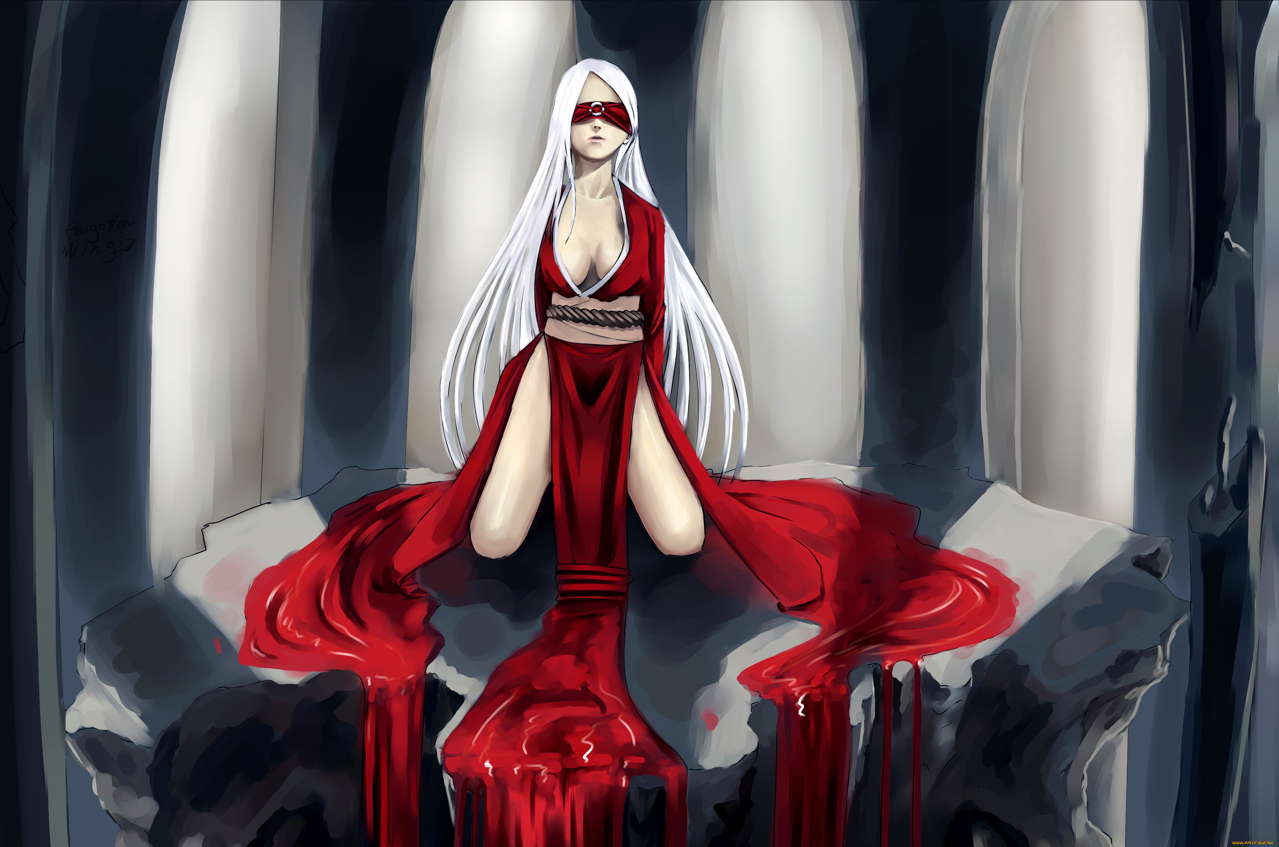 рисованное, комиксы, маска, платье, фон, девушка