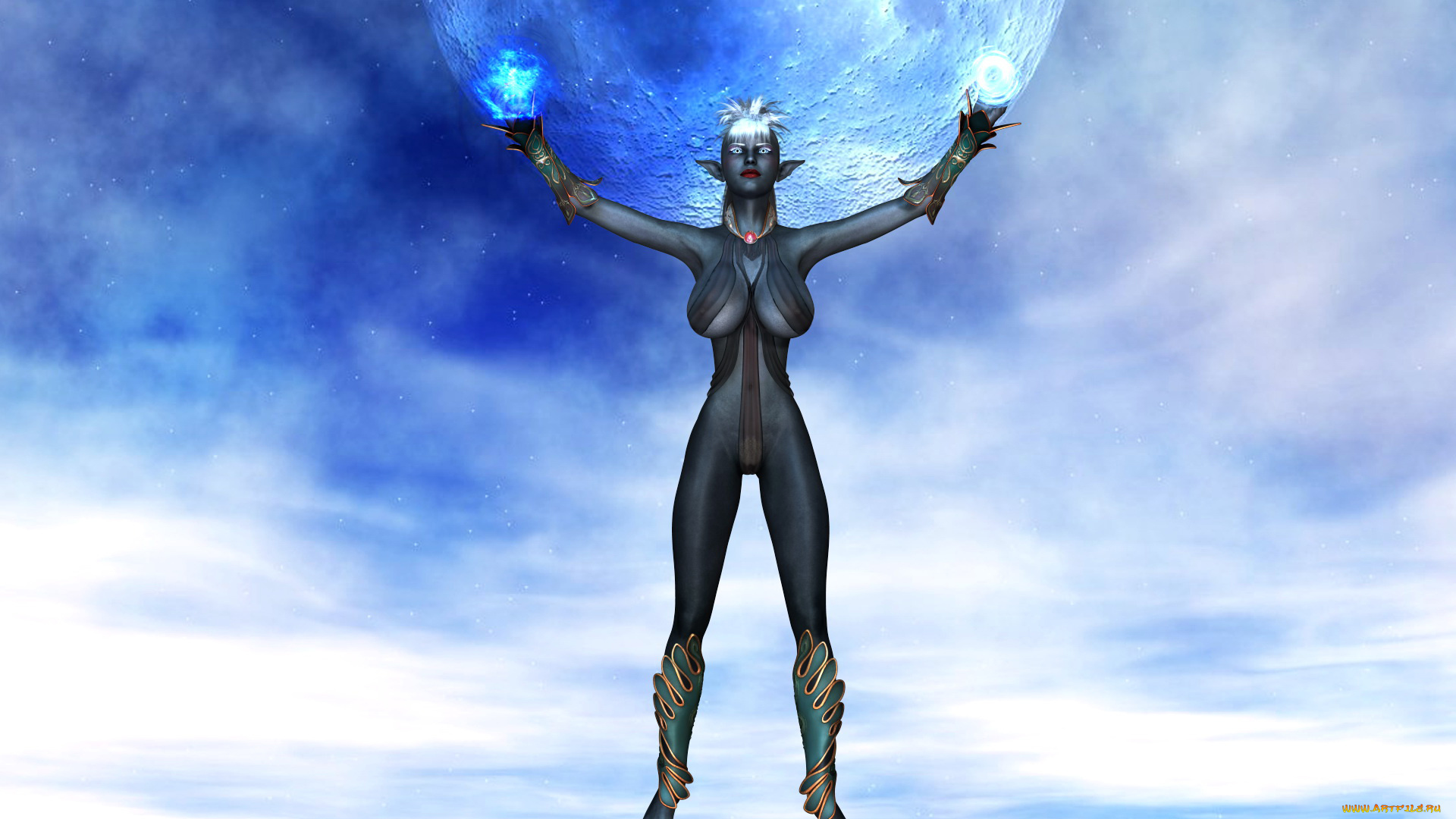 3д, графика, эльфы, , elves, девушка, фон, униформа, магия