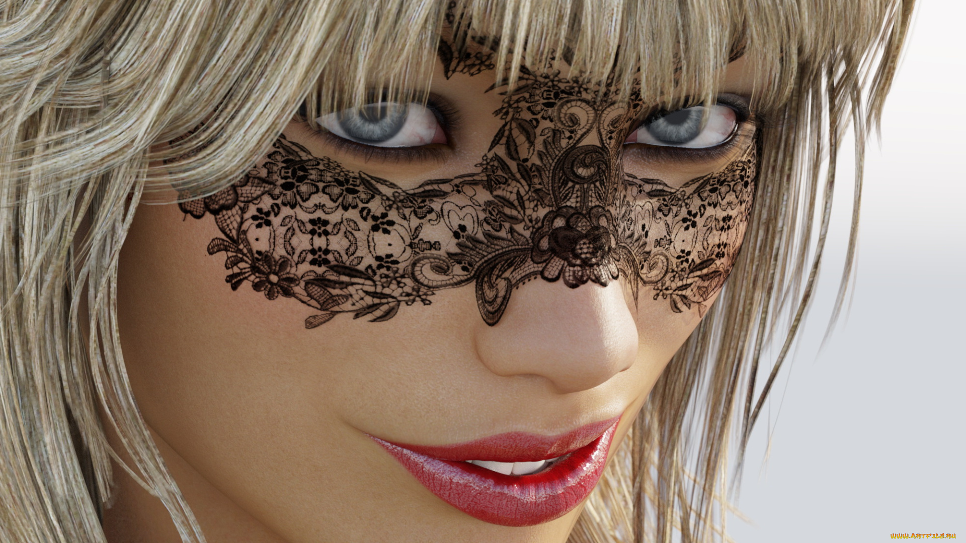 3д, графика, портрет, , portraits, маска, взгляд, фон, девушка