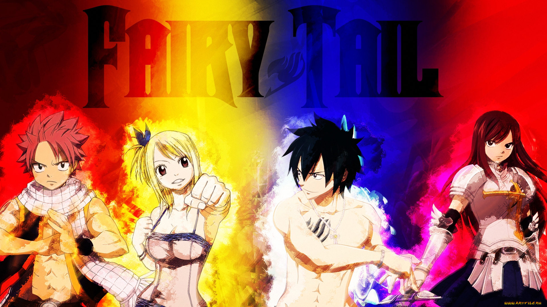 аниме, fairy, tail, natsu, dragneel, lucy, gray, erza, scarlet, маги, волшебники
