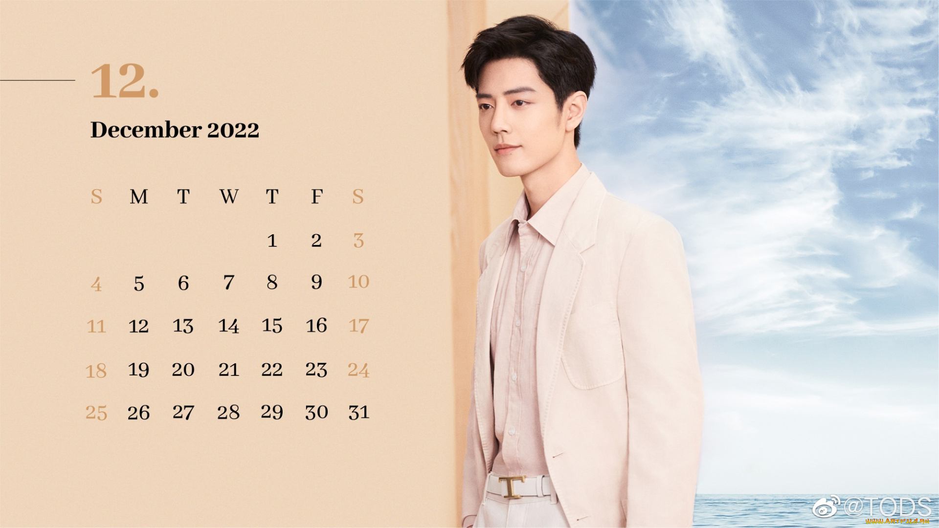 календари, знаменитости, сяо, чжань, костюм, облака