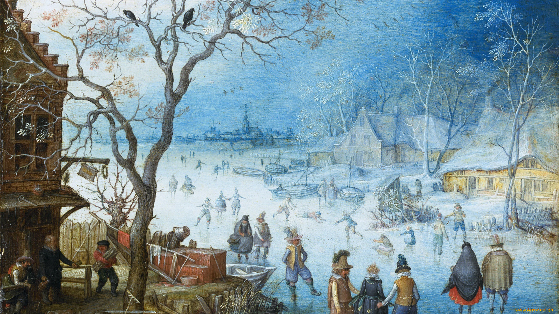 christoffel, van, den, berghe, -, winter, landscape, рисованное, живопись, художественная, галерея, гаага, нидерланды, маурицхeйс, берге, кристофель, ван, де, зимний, пейзаж, berge, christoffel, van, den