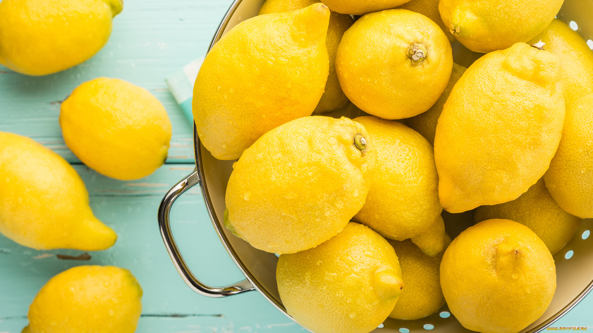 еда, цитрусы, лимоны, капли, много