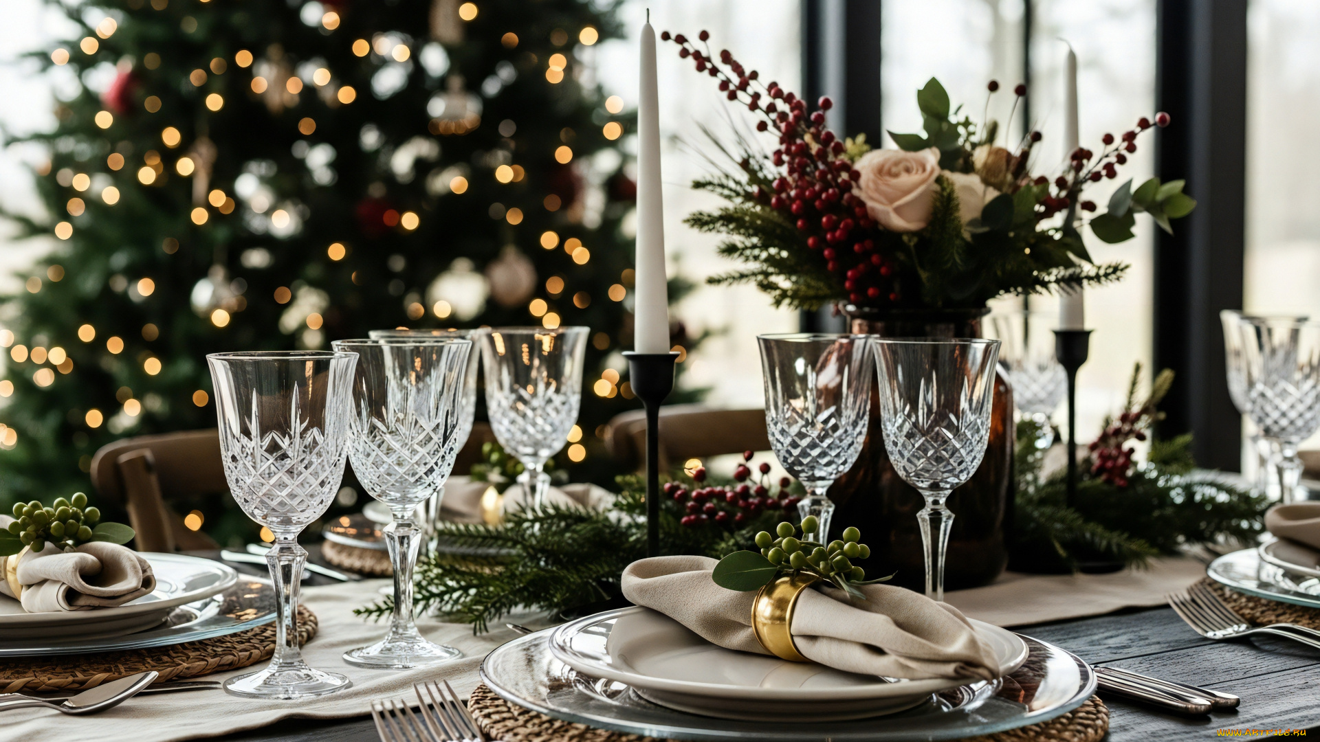 праздничные, сервировка, новогодняя