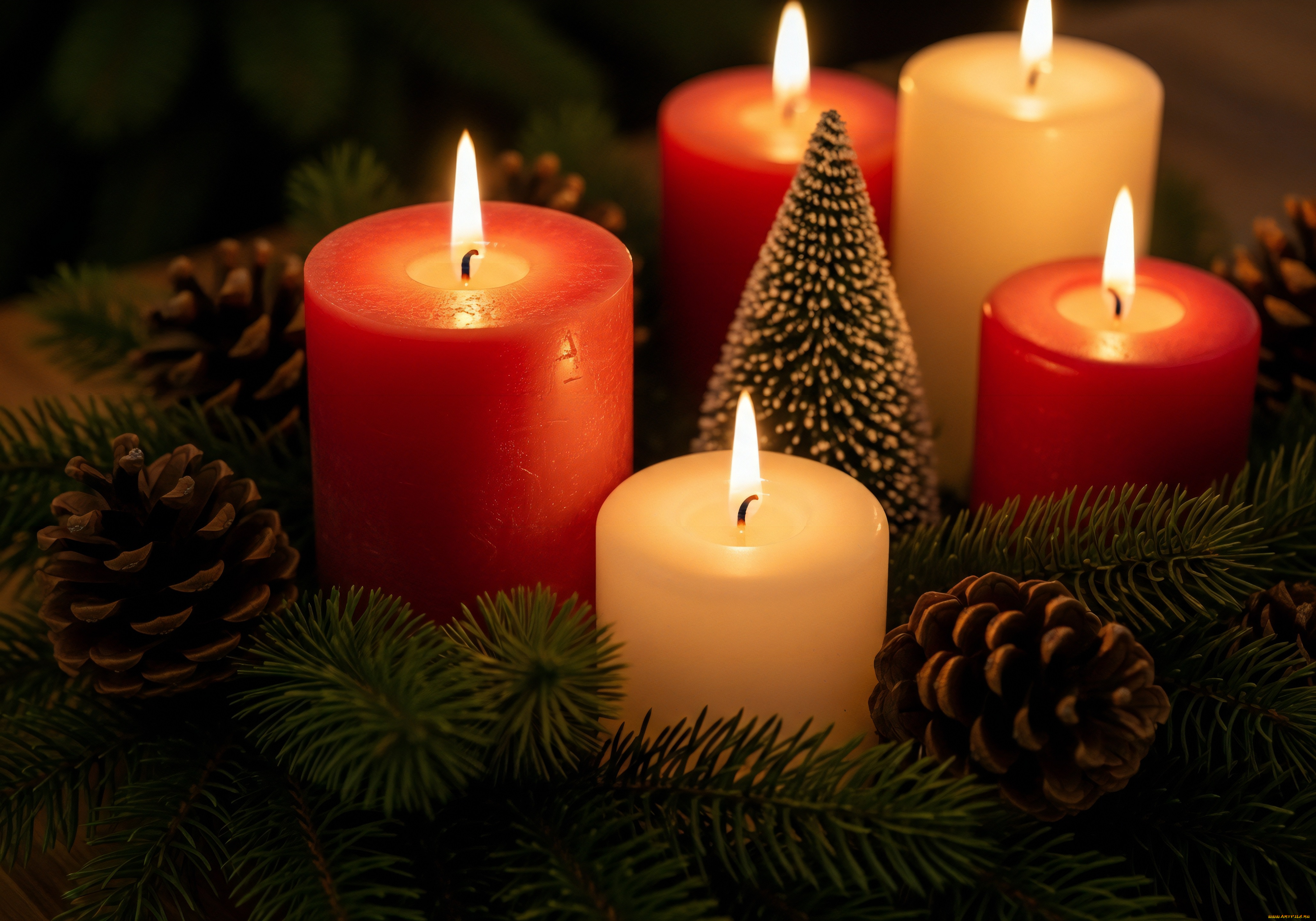 праздничные, новогодние, свечи, новогодняя