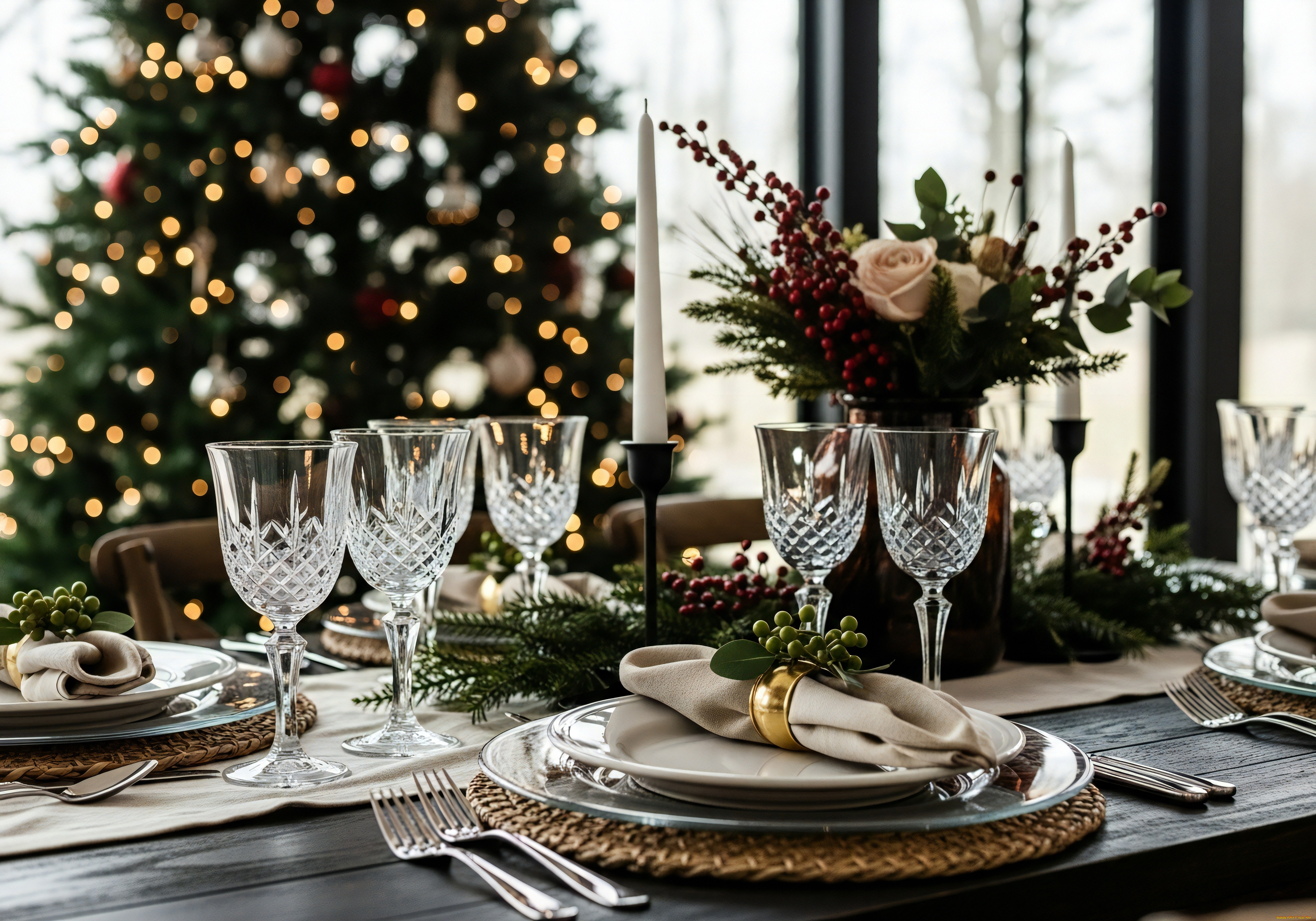 праздничные, сервировка, новогодняя