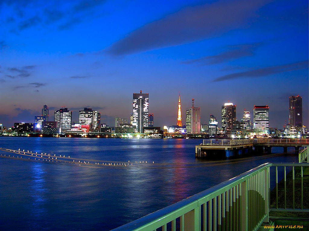 города, огни, ночного