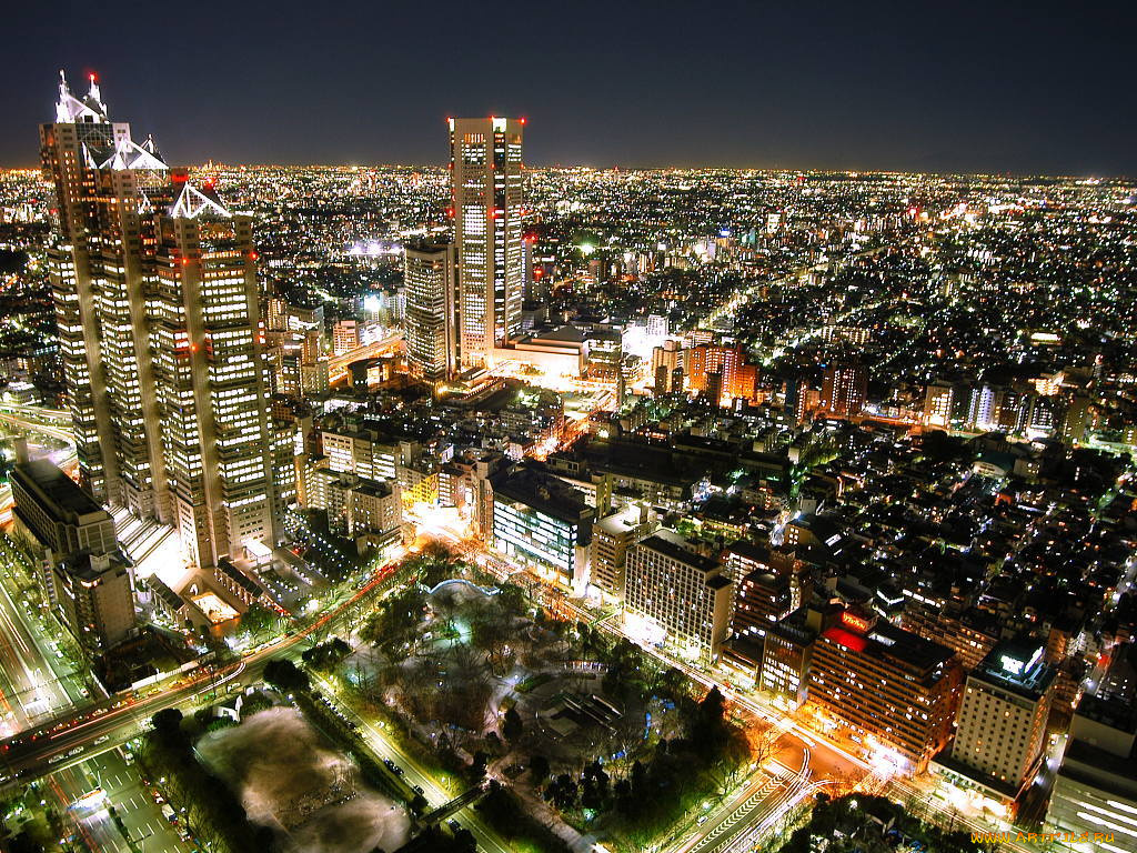 города, огни, ночного