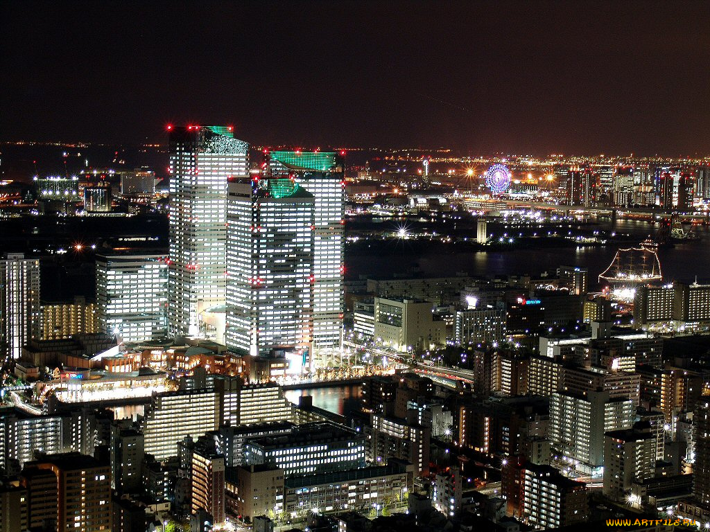 города, огни, ночного