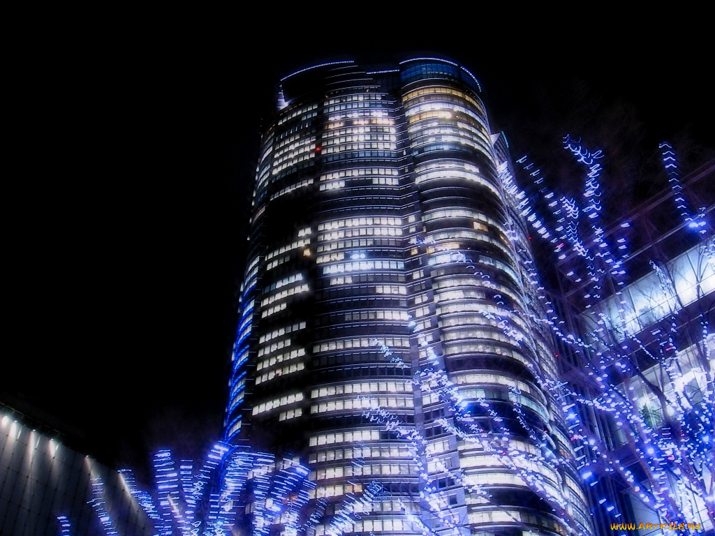 города, огни, ночного